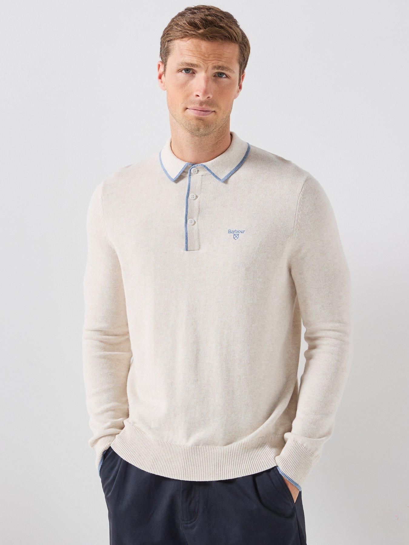 Image 1 of 6 of Barbour Taunton Knitted Polo Shirt - White