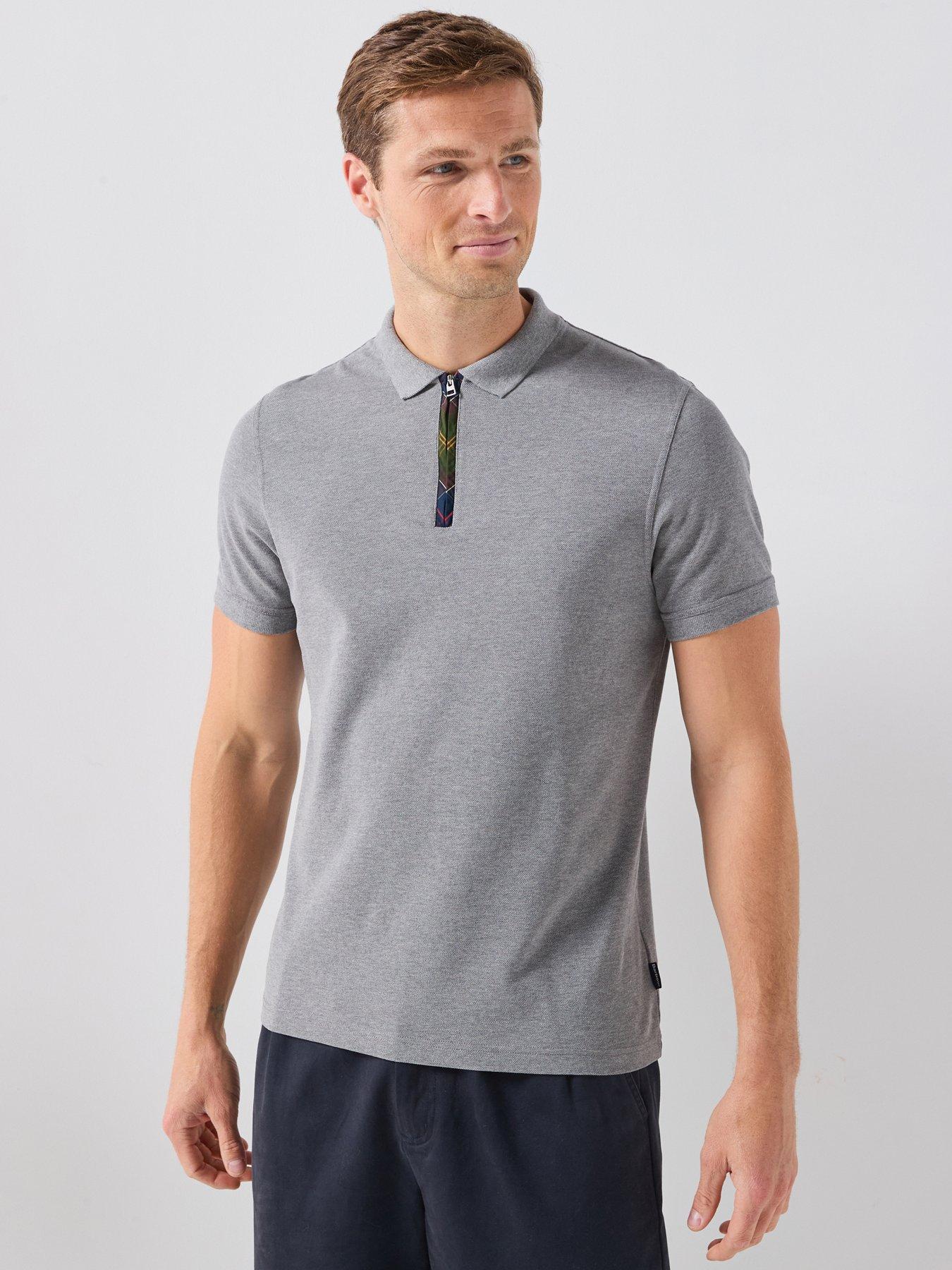 Barbour Tartan Zip Polo Shirt - Grey