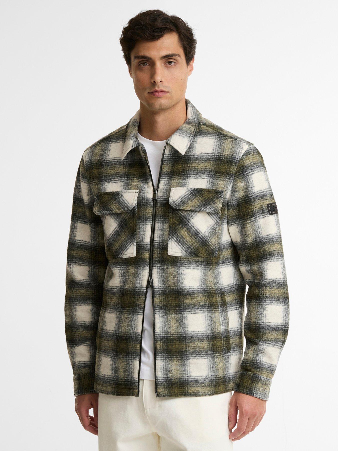 Barbour International Clayton Brushed Checked Fleece Overshirt - Green