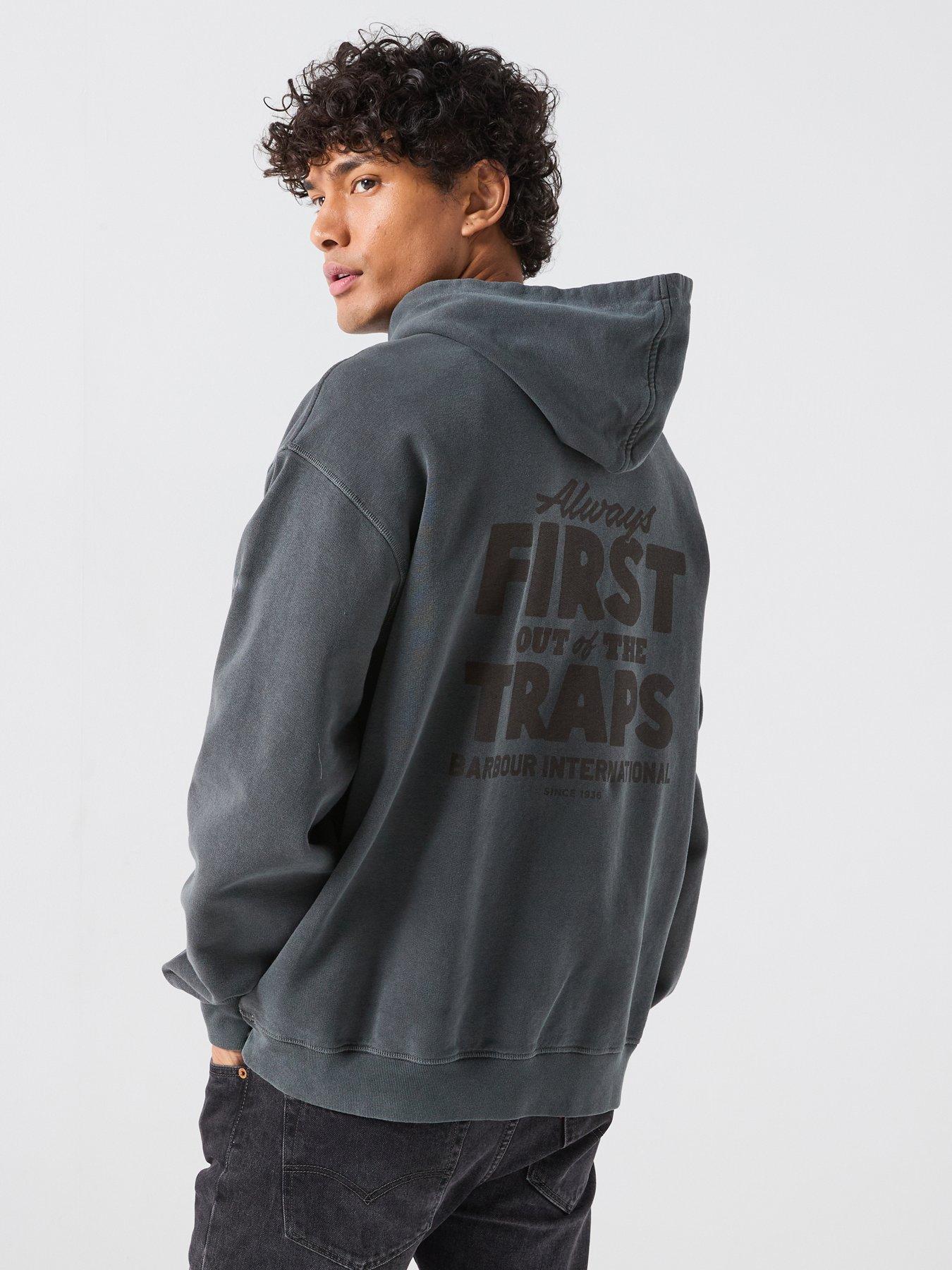 Image 1 of 6 of Barbour International Eric Washed Graphic Hoodie - Black