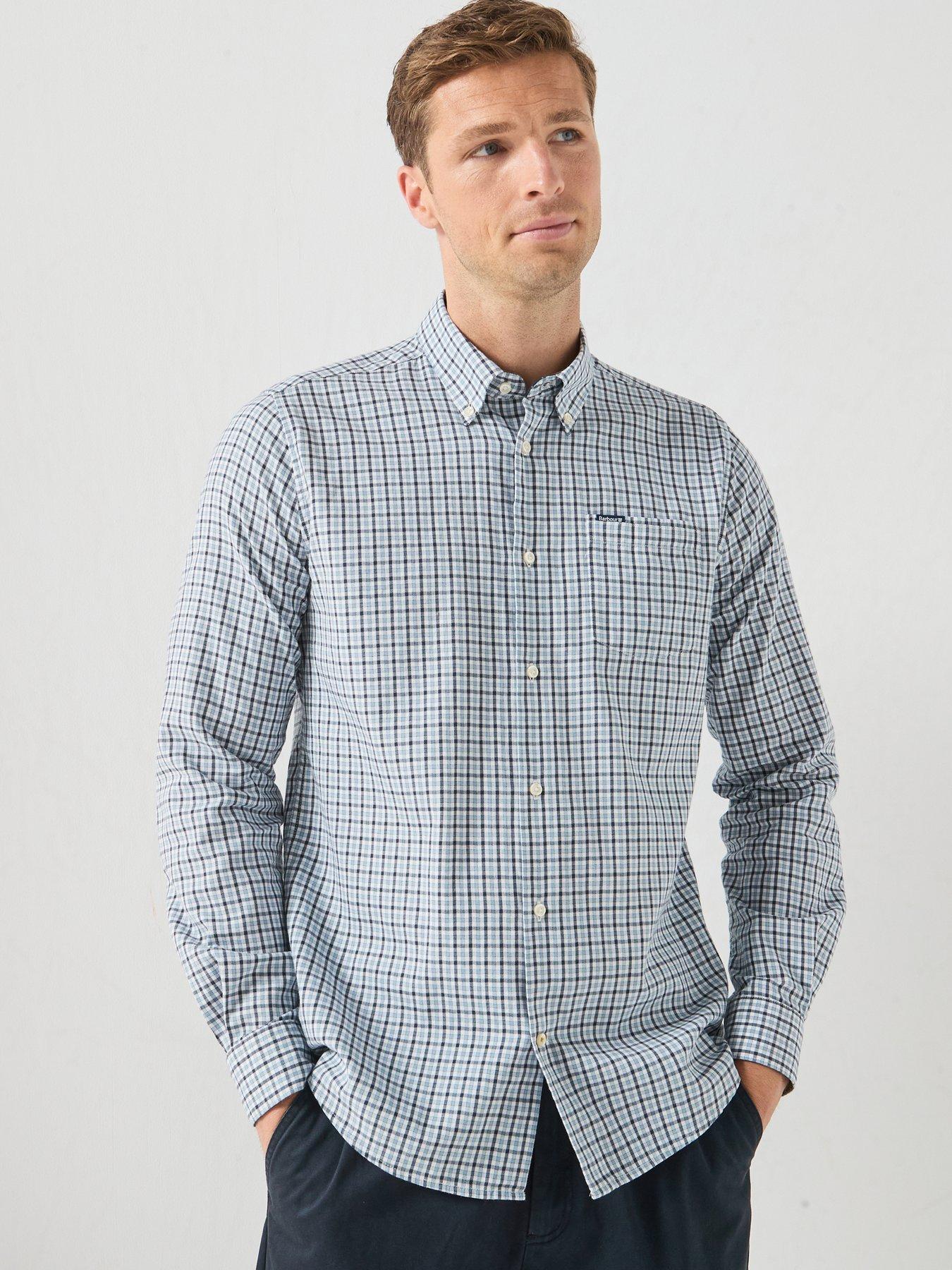Image 1 of 6 of Barbour Padshaw Tailored Gingham Shirt - Light Blue
