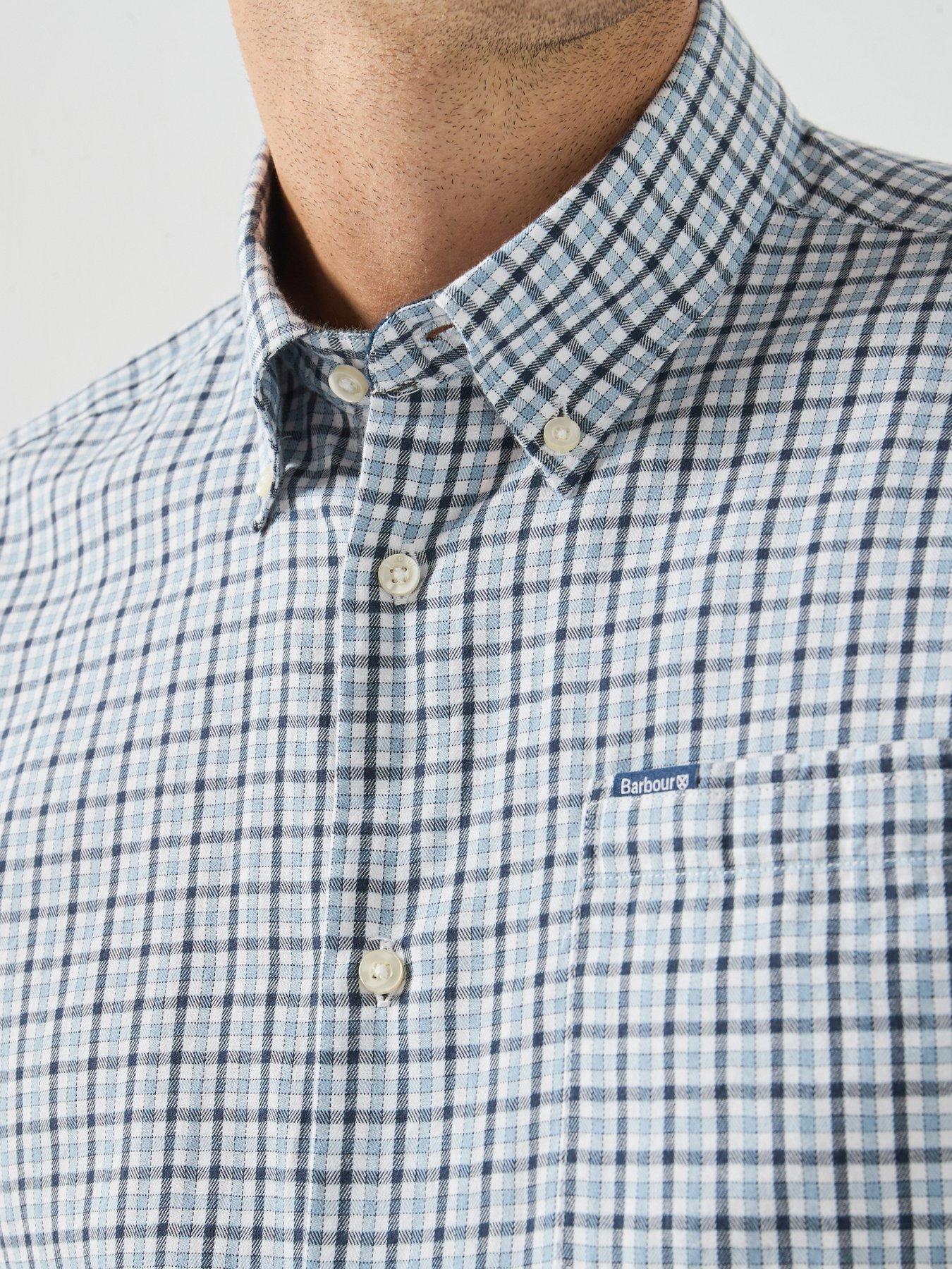 Image 4 of 6 of Barbour Padshaw Tailored Gingham Shirt - Light Blue