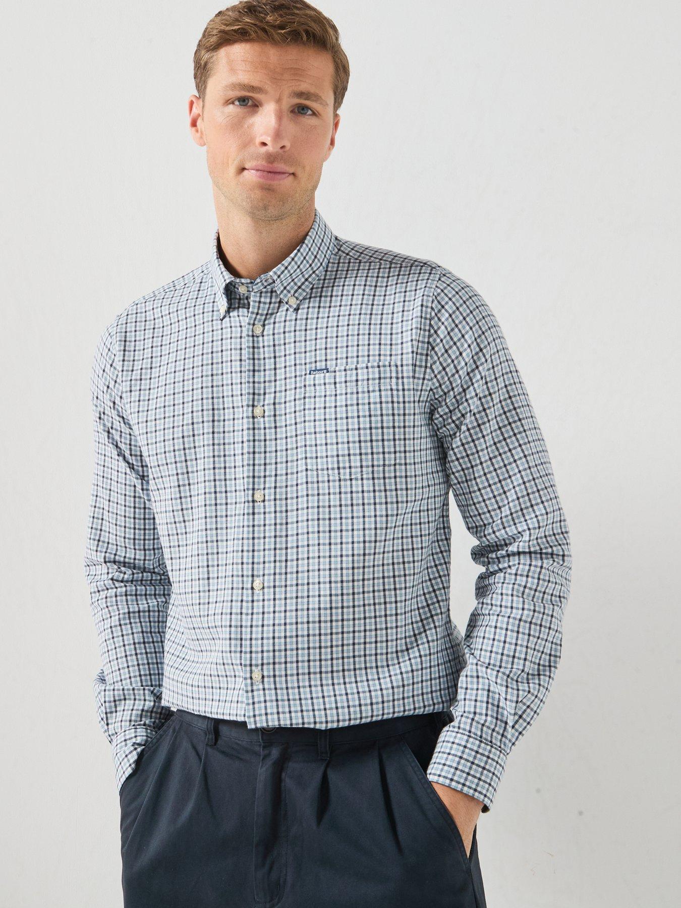 Image 6 of 6 of Barbour Padshaw Tailored Gingham Shirt - Light Blue