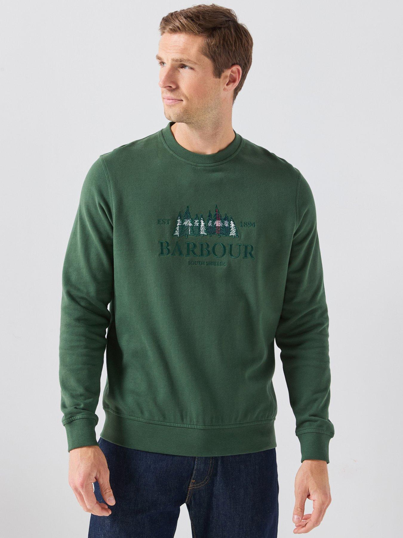 Image 1 of 6 of Barbour Mens Evergreen Embroidered Crew Neck Sweatshirt - Green