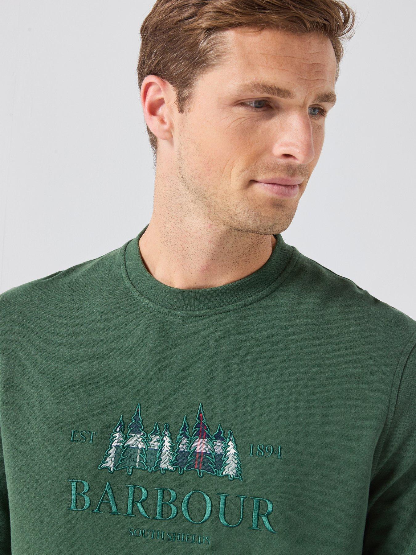 Image 4 of 6 of Barbour Mens Evergreen Embroidered Crew Neck Sweatshirt - Green