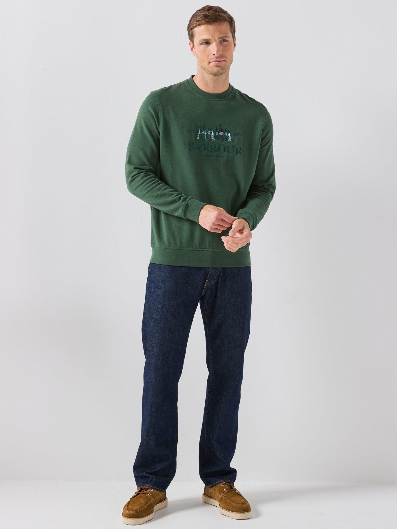 Image 5 of 6 of Barbour Mens Evergreen Embroidered Crew Neck Sweatshirt - Green