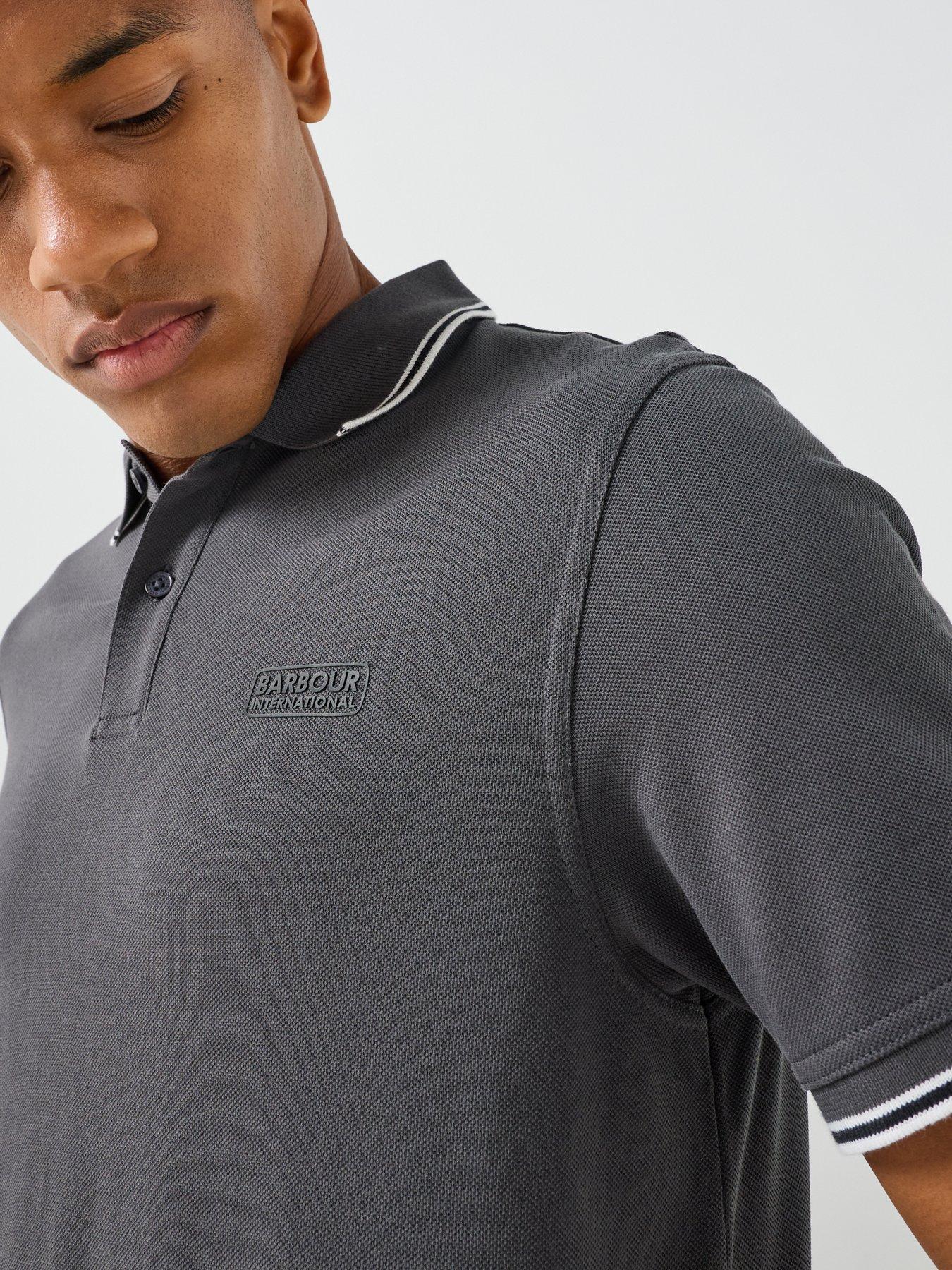 Image 4 of 5 of Barbour International Men's Tipped Polo Shirt with Badge Logo Detail - Grey