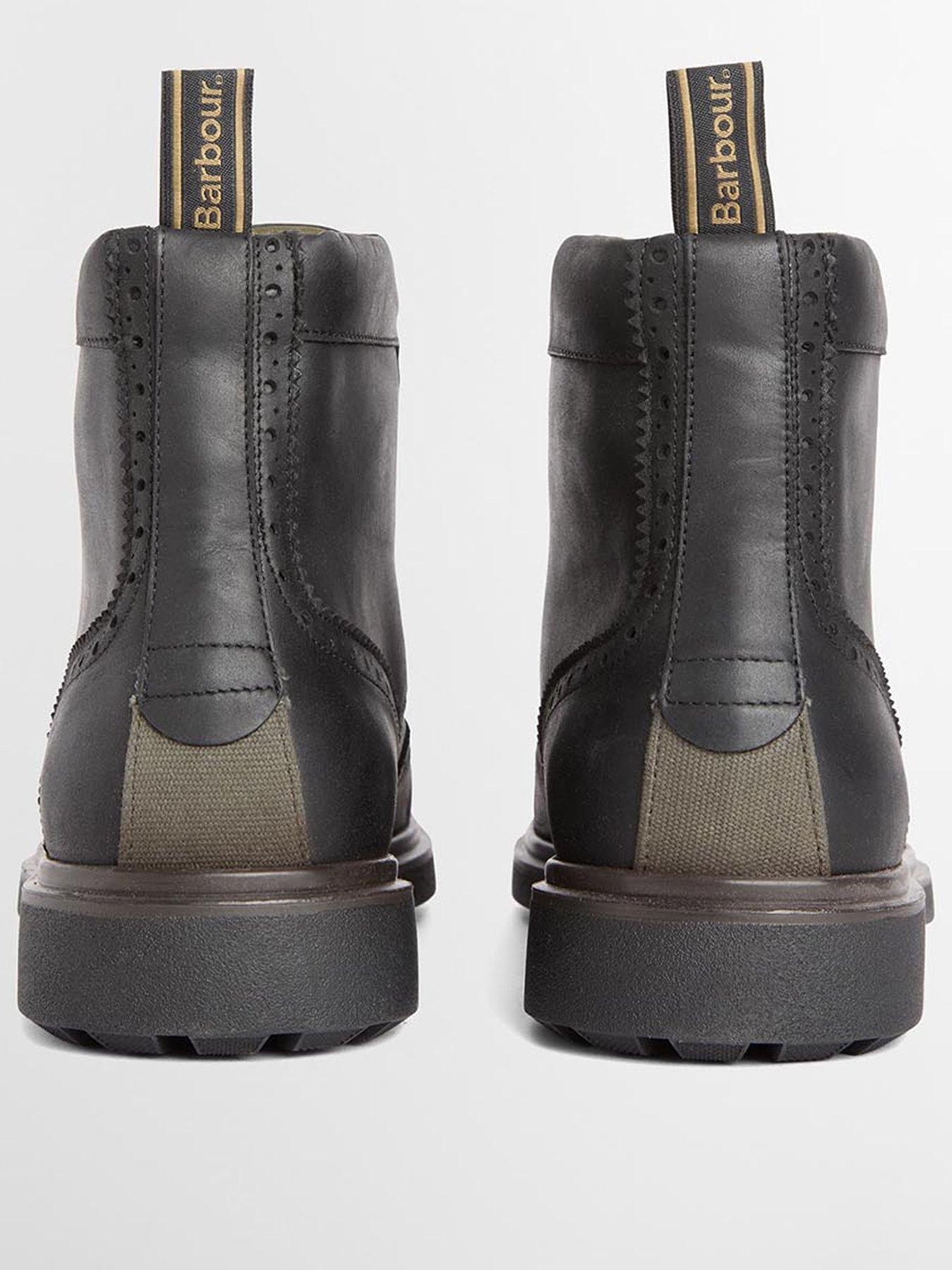 Image 3 of 5 of Barbour Mens Barmoor Lace-Up Brogue Ankle Boots - Black