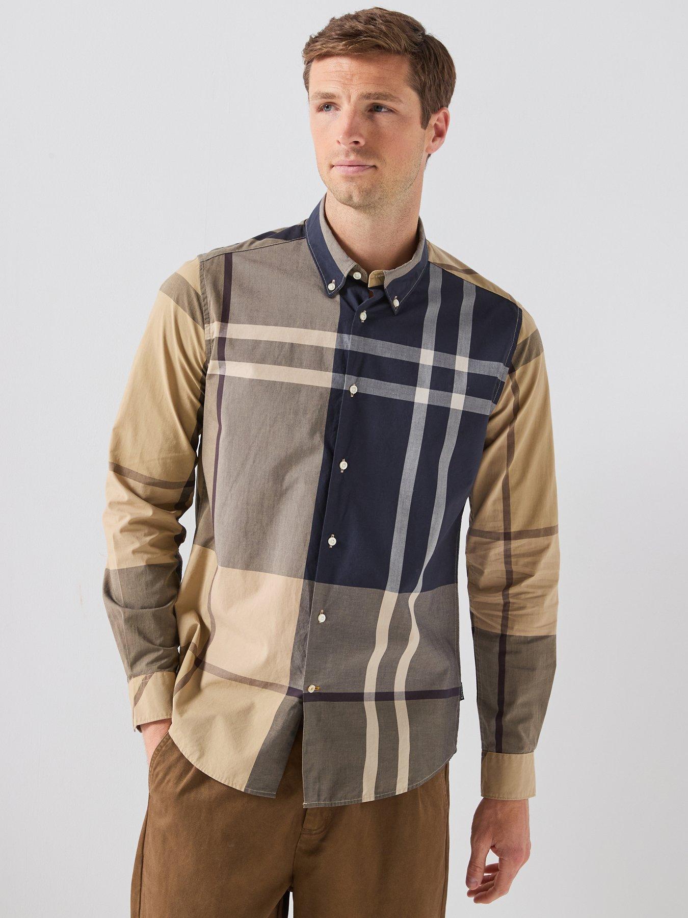 Image 1 of 6 of Barbour Large Birchwood Tartan Dunoon Tailored Shirt - Beige