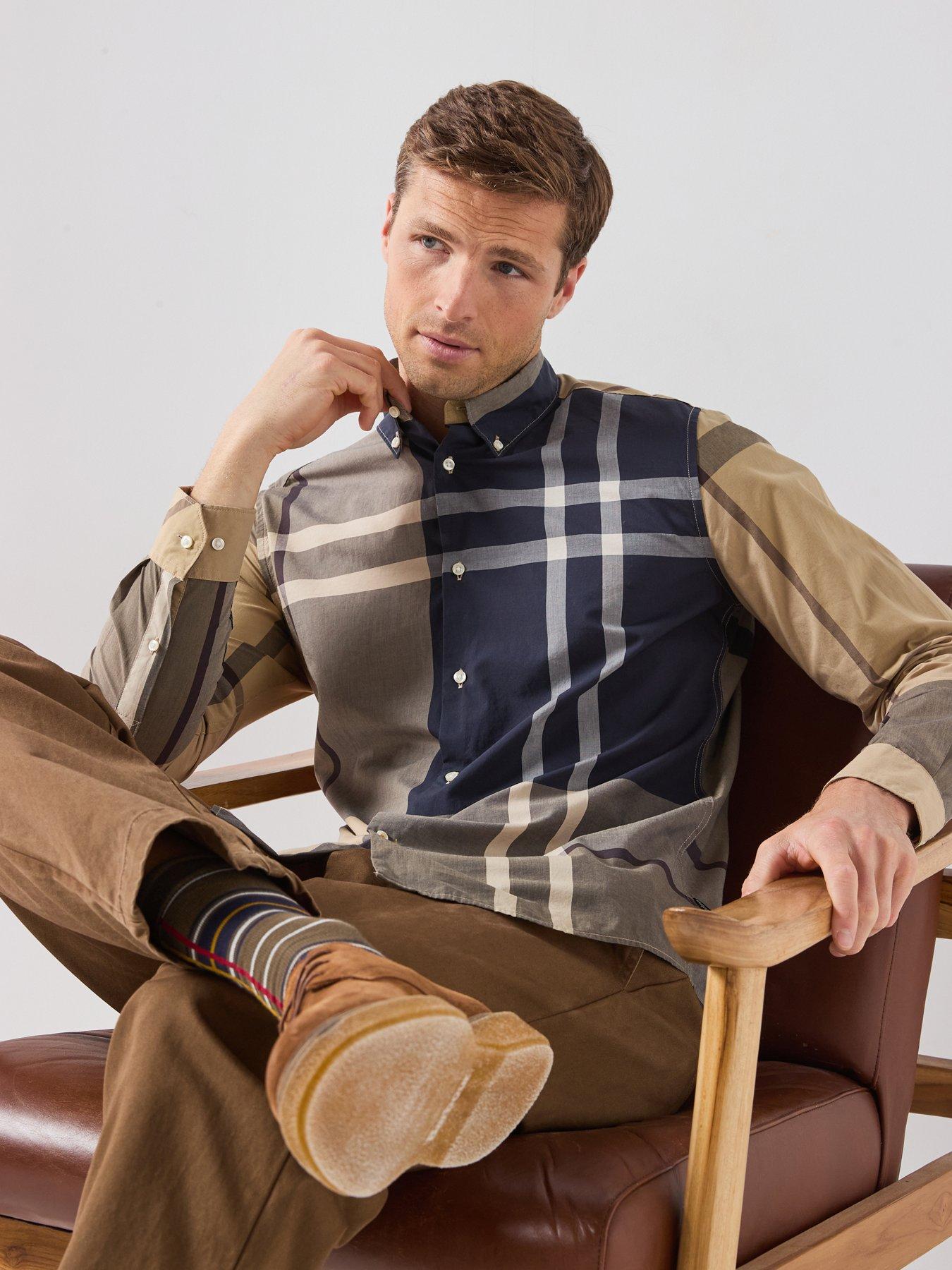 Image 5 of 6 of Barbour Large Birchwood Tartan Dunoon Tailored Shirt - Beige