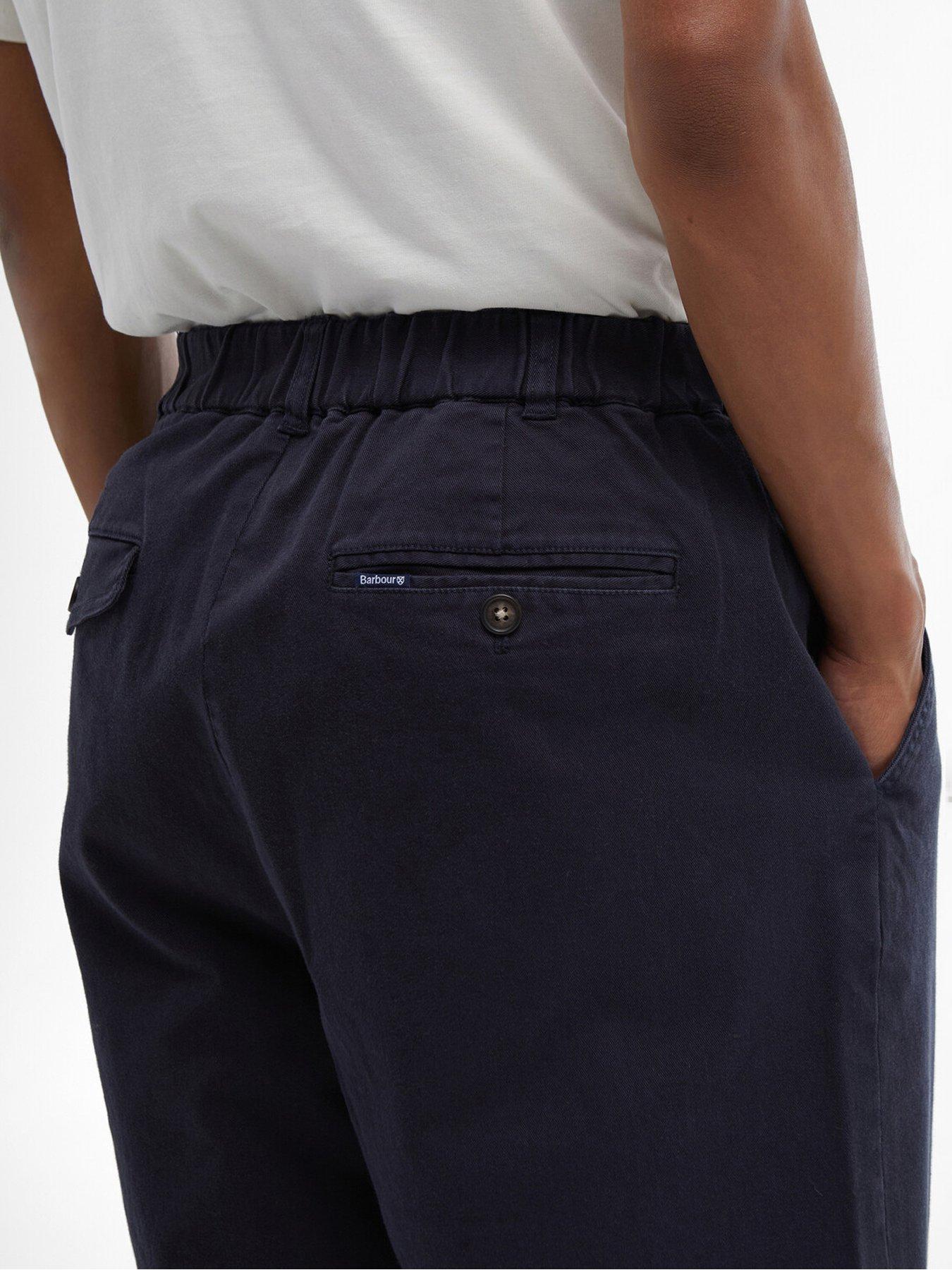 Image 4 of 5 of Barbour Washed Stretch Twill Relaxed Fit Trousers - Navy