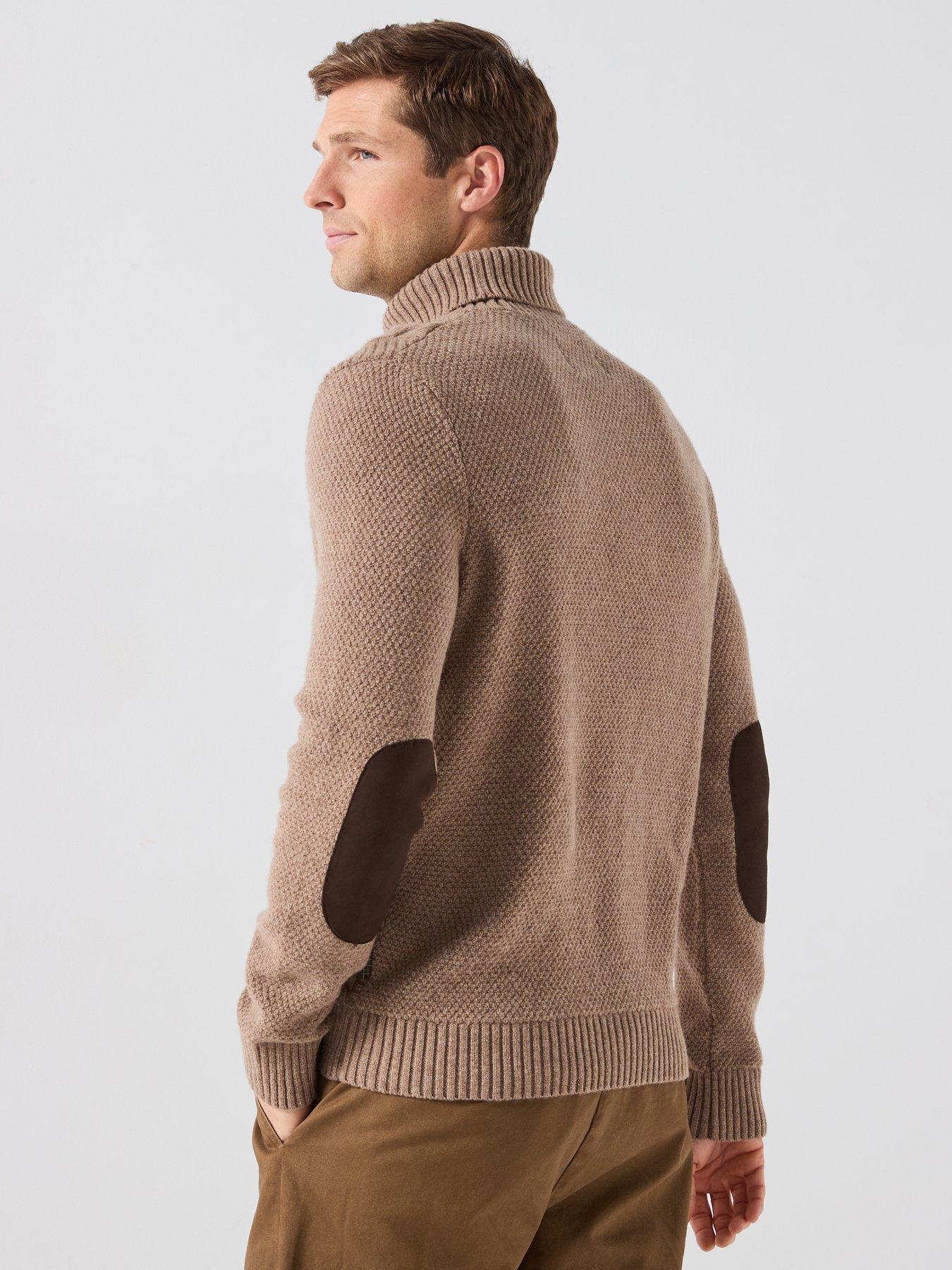 Image 2 of 6 of Barbour Mens Staplecross Cable Rollneck Wool Jumper - Beige
