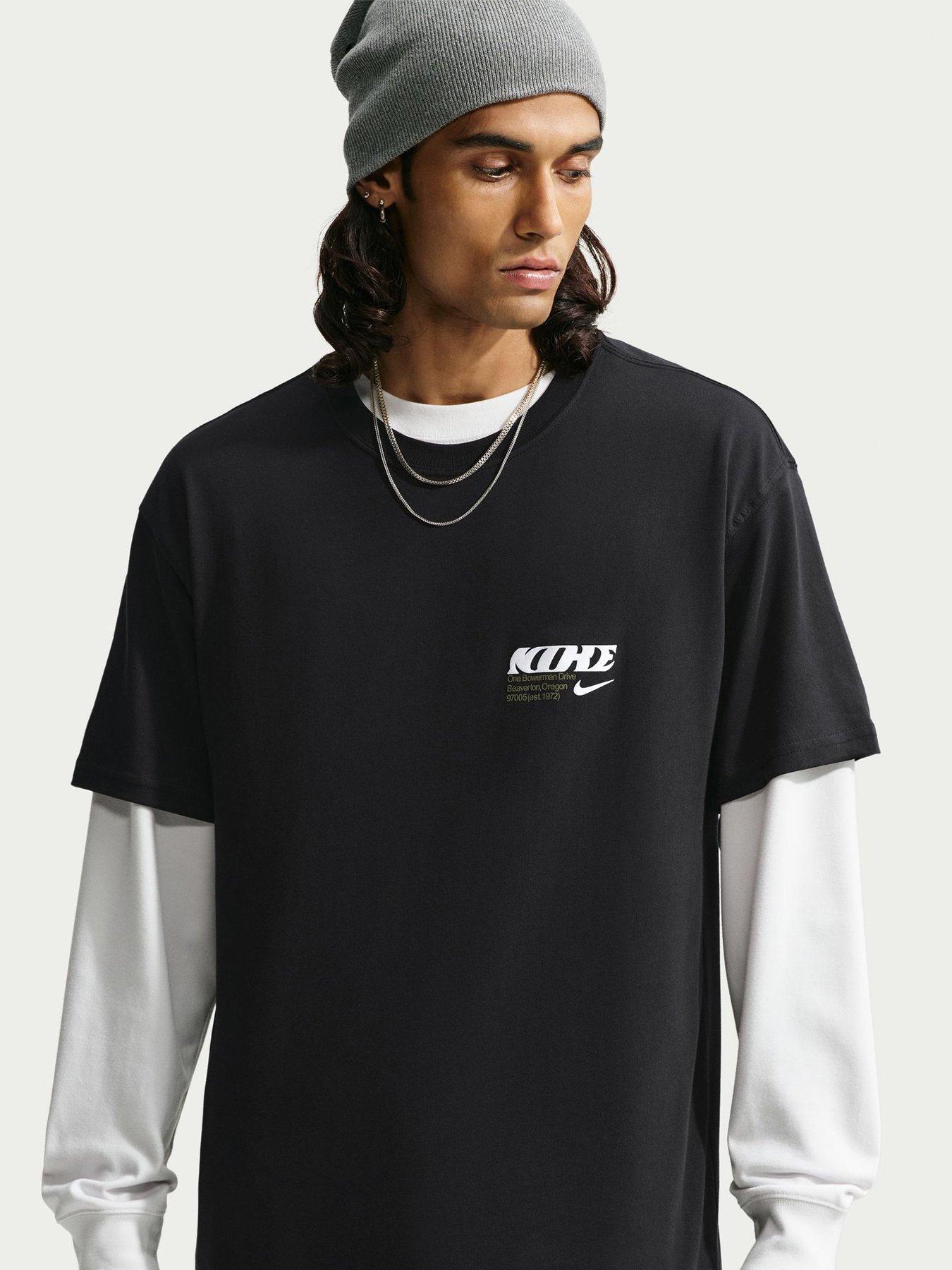 Nike Mens Hbr Poster Back Graphic Loose Fit T-Shirt - Black