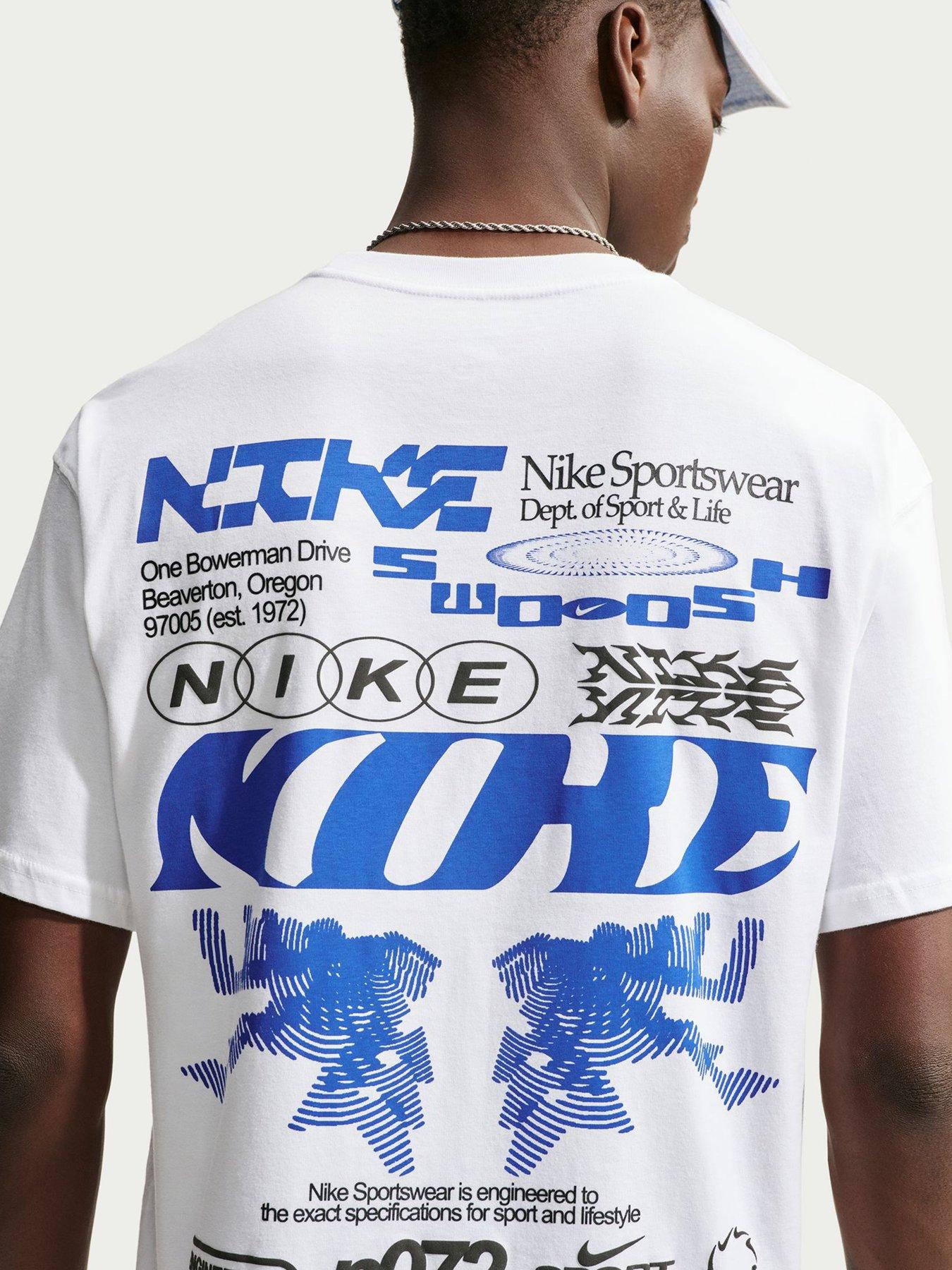 Image 2 of 5 of Nike Mens HBR Poster Back Graphic Loose Fit T-Shirt - White