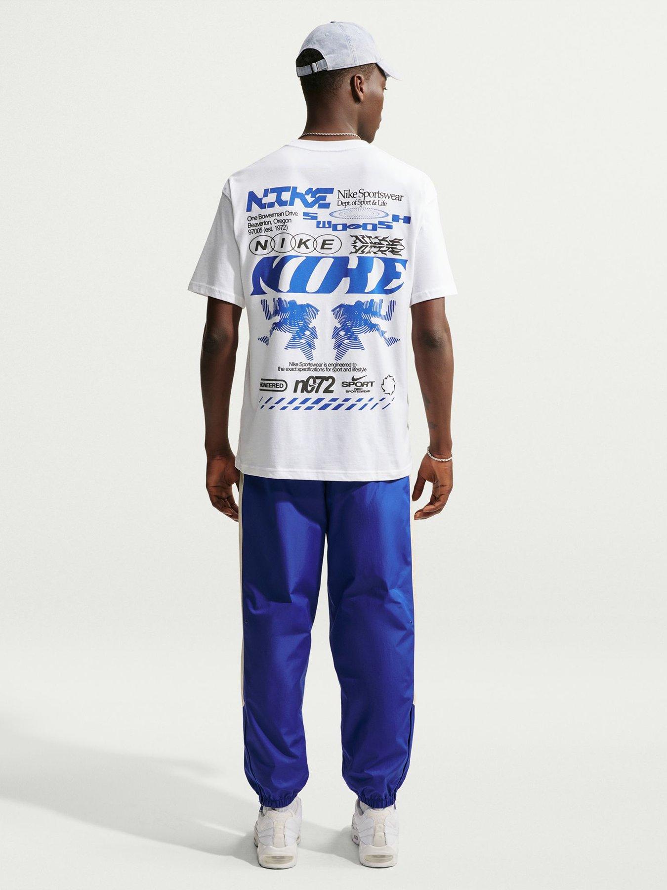 Image 4 of 5 of Nike Mens HBR Poster Back Graphic Loose Fit T-Shirt - White
