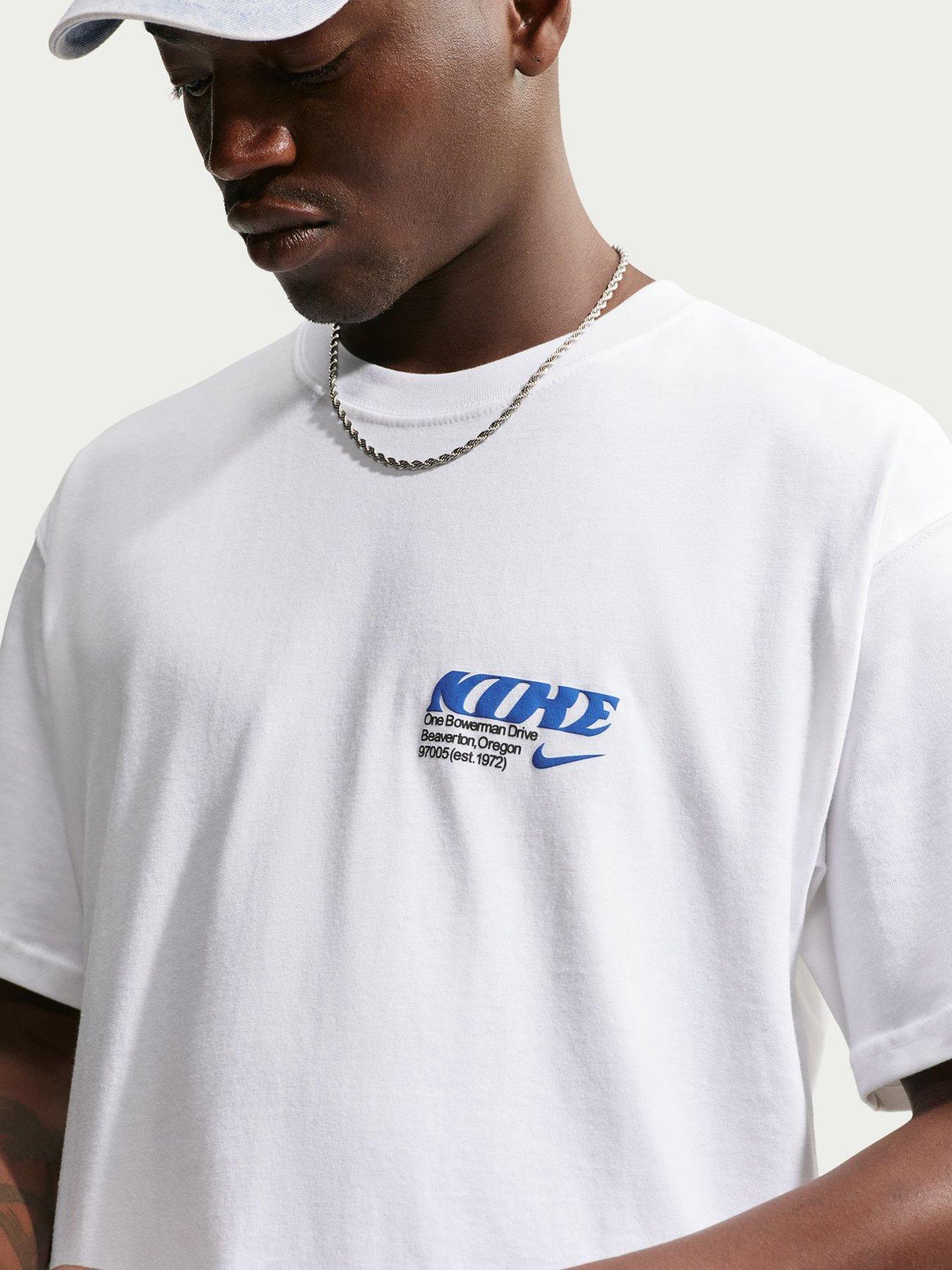 Image 5 of 5 of Nike Mens HBR Poster Back Graphic Loose Fit T-Shirt - White