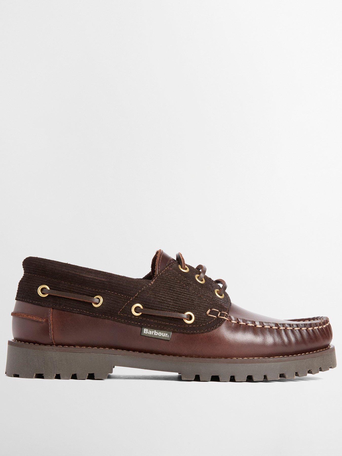 Image 1 of 5 of Barbour Mens Premium Leather Lug Sole Boat Shoes - Brown