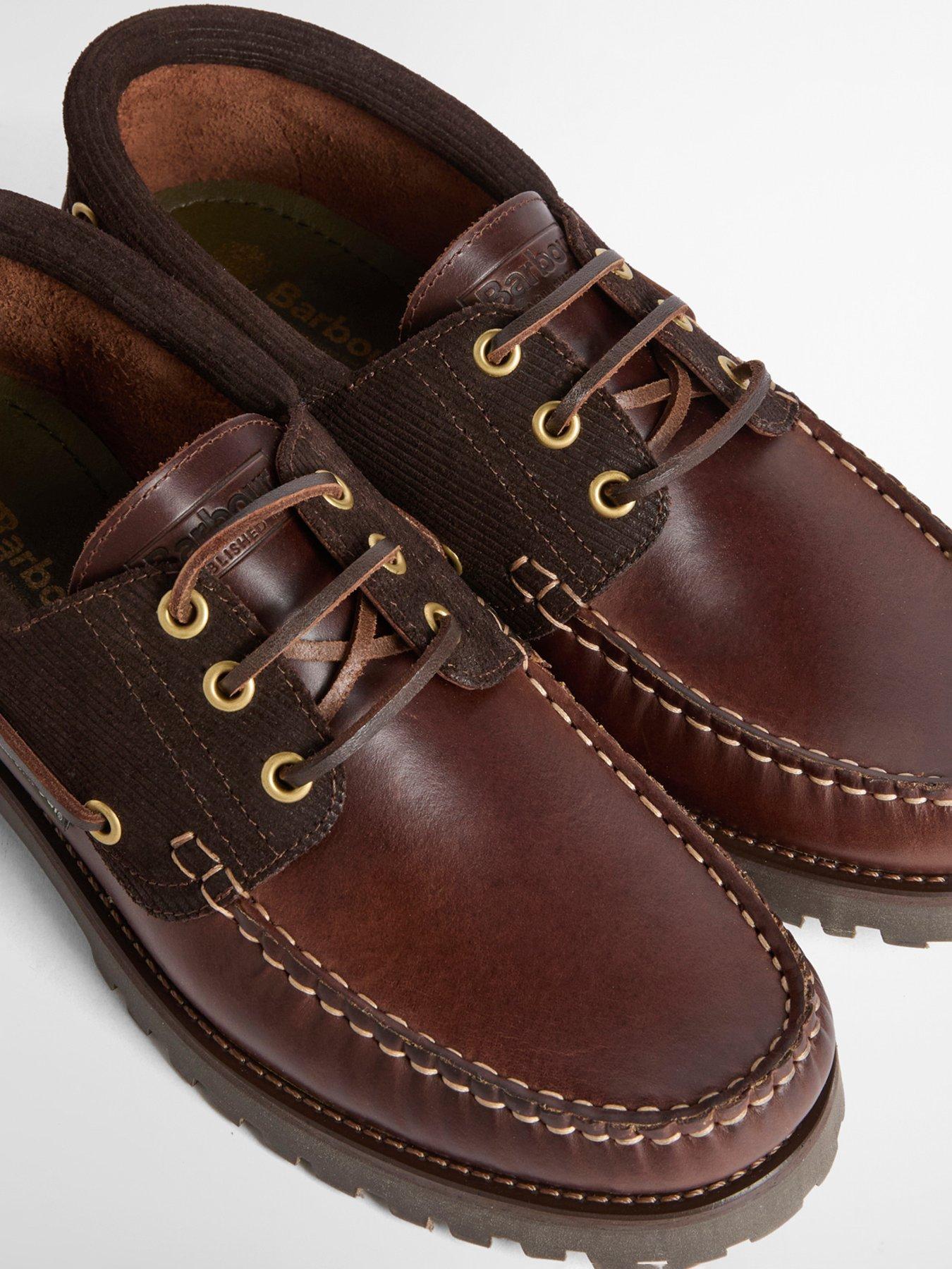 Image 5 of 5 of Barbour Mens Premium Leather Lug Sole Boat Shoes - Brown