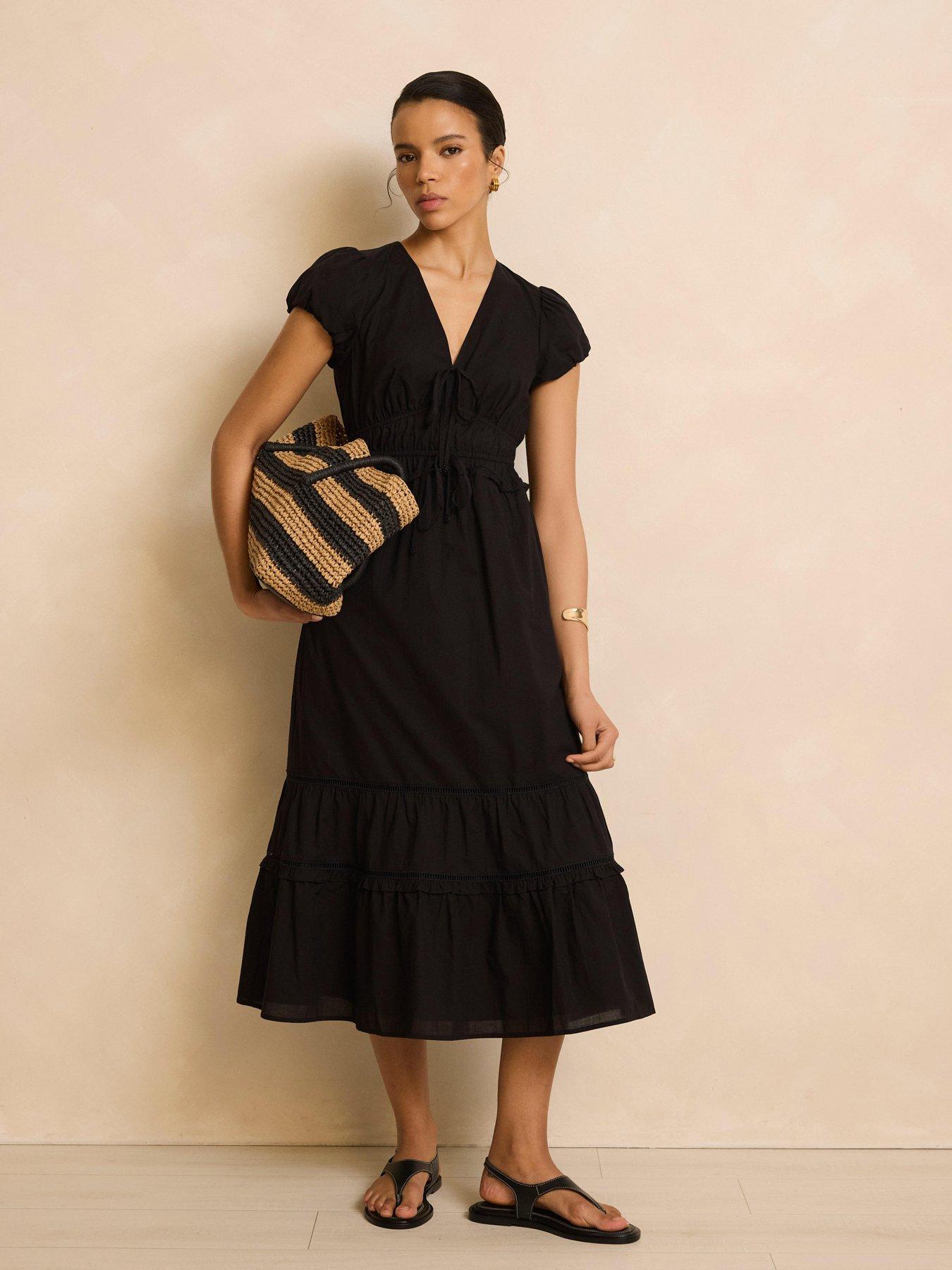 Image 4 of 6 of Mint Velvet Black Tiered Midi Dress