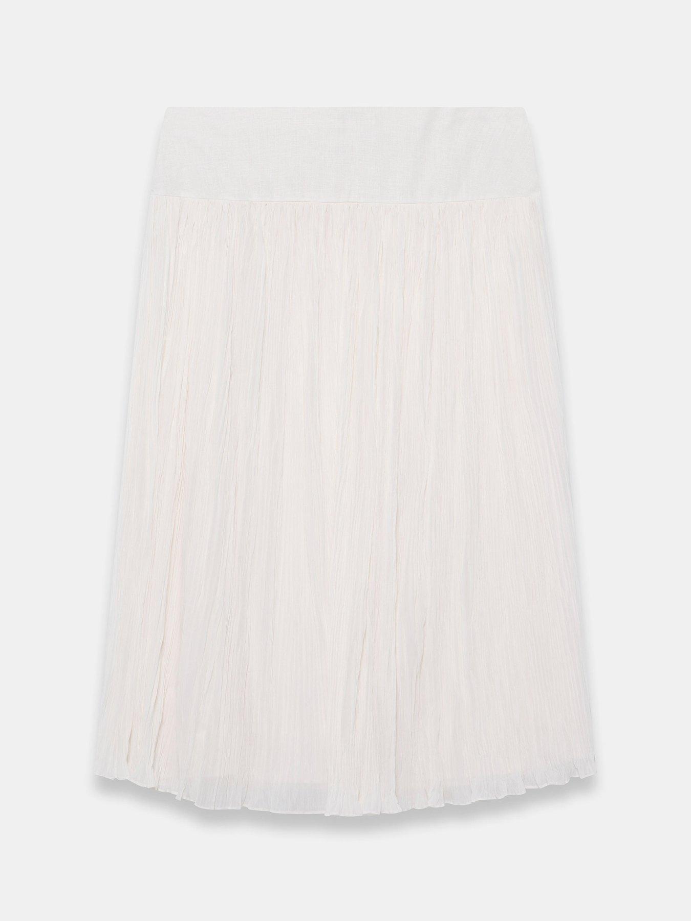 Image 5 of 6 of Mint Velvet Ivory Linen Mix Crinkle Skirt