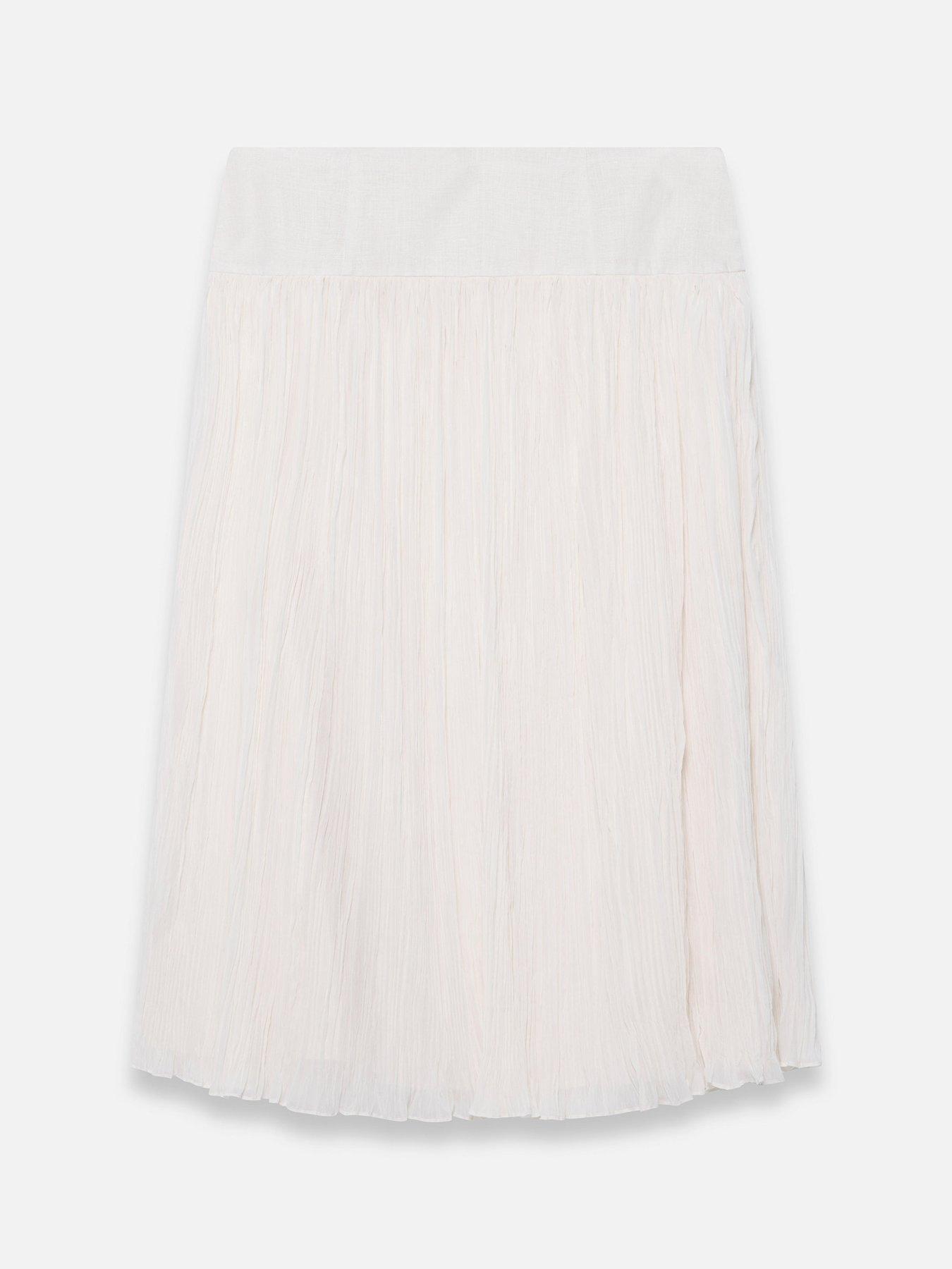 Image 6 of 6 of Mint Velvet Ivory Linen Mix Crinkle Skirt