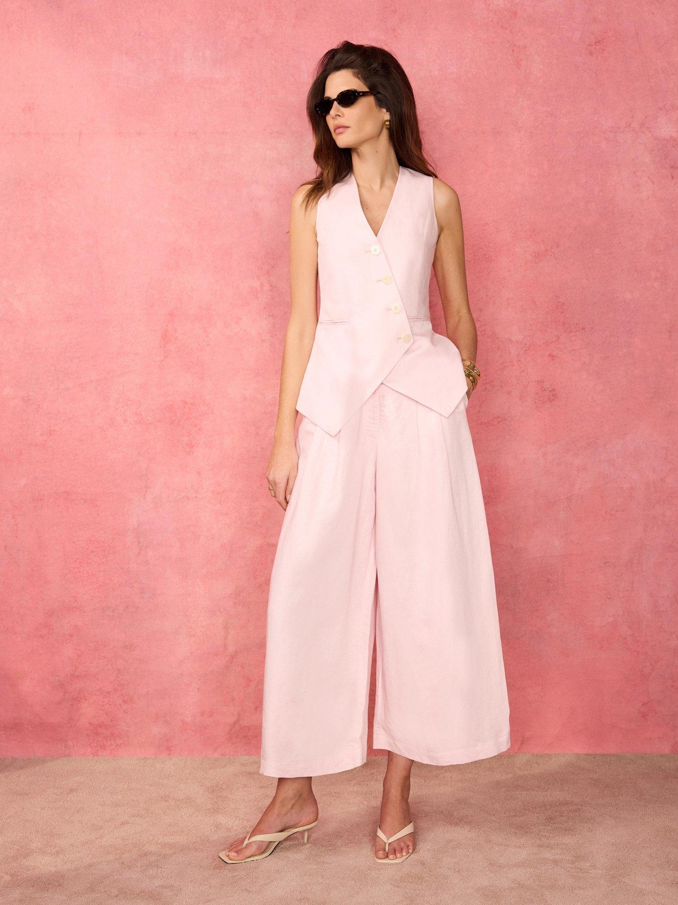 Mint Velvet Linen Crop Trouser - Pink
