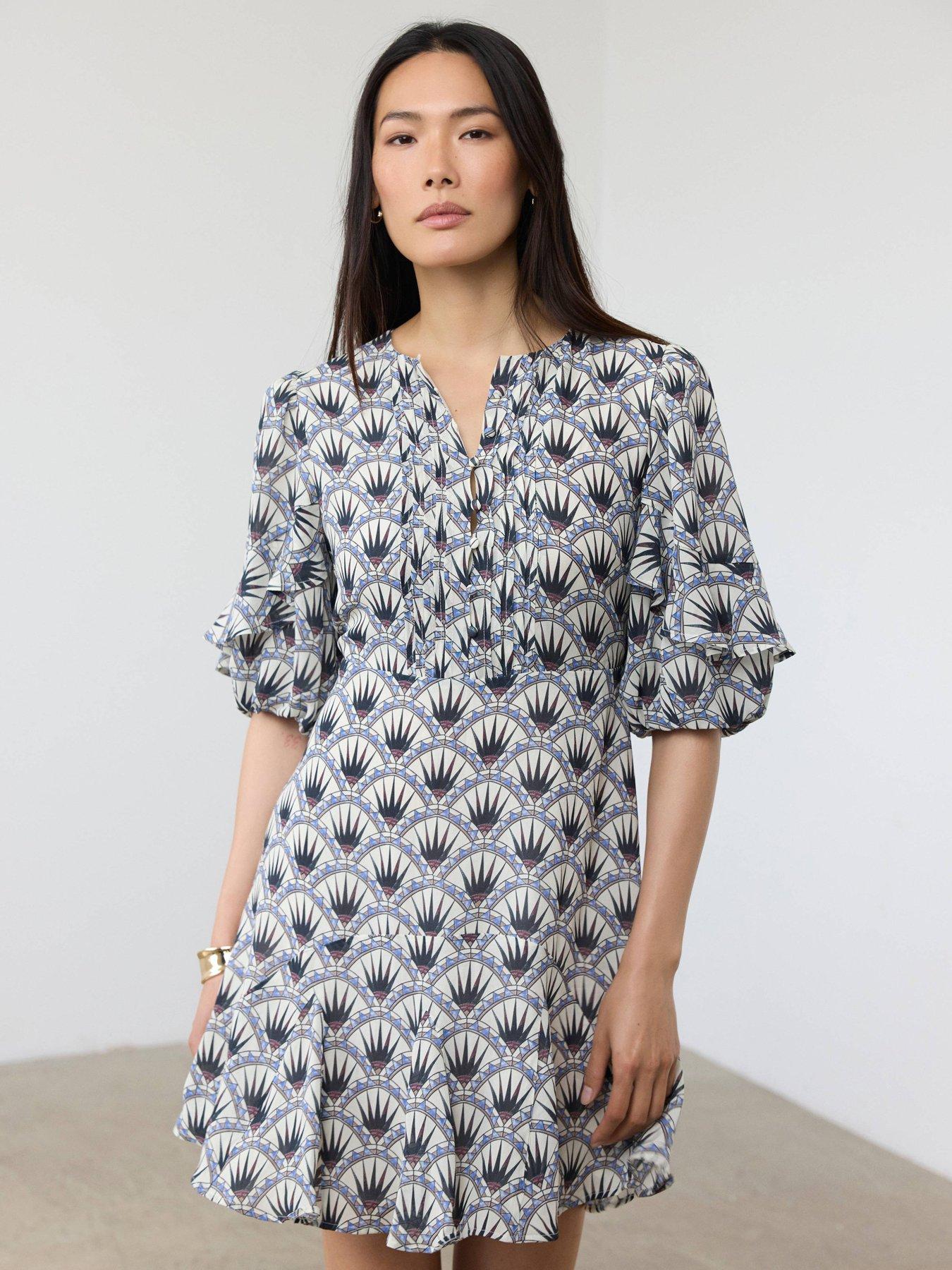 Mint Velvet Geo Print Mini Dress - Blue