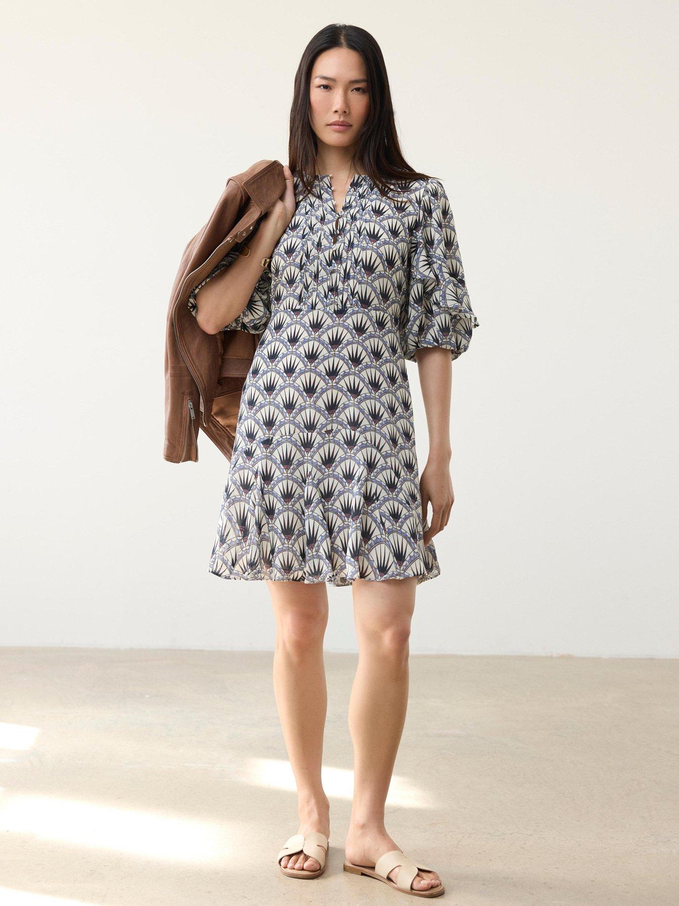 Image 3 of 6 of Mint Velvet Geo Print Mini Dress - Blue