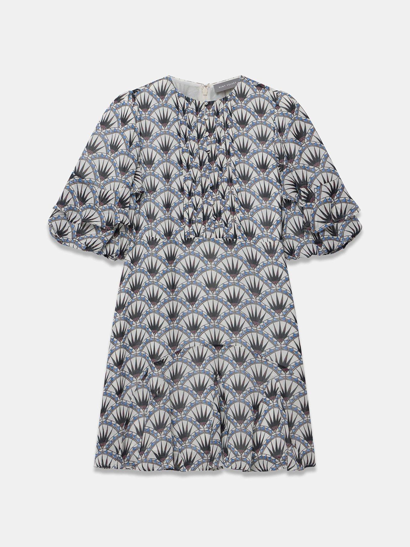 Image 5 of 6 of Mint Velvet Geo Print Mini Dress - Blue
