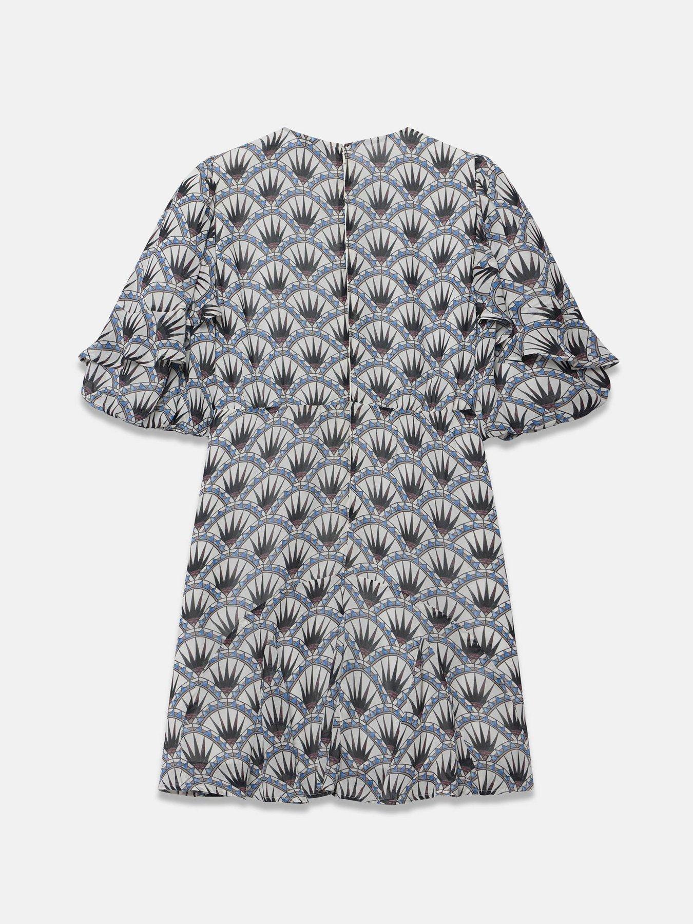 Image 6 of 6 of Mint Velvet Geo Print Mini Dress - Blue