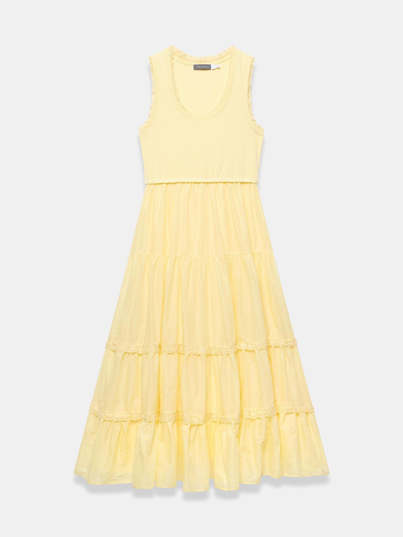 Image 5 of 6 of Mint Velvet Yellow Crochet Insert Dress