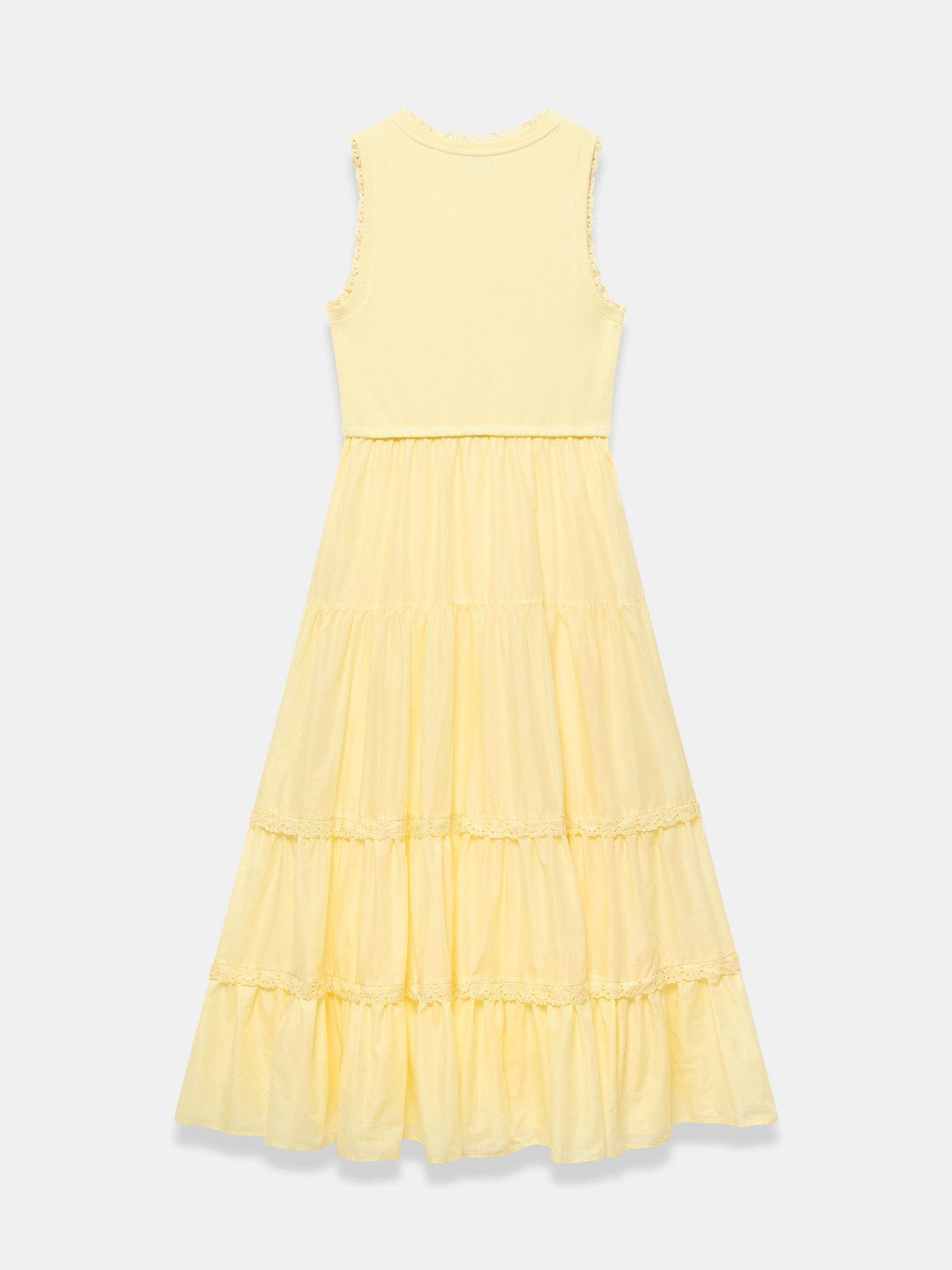 Image 6 of 6 of Mint Velvet Yellow Crochet Insert Dress