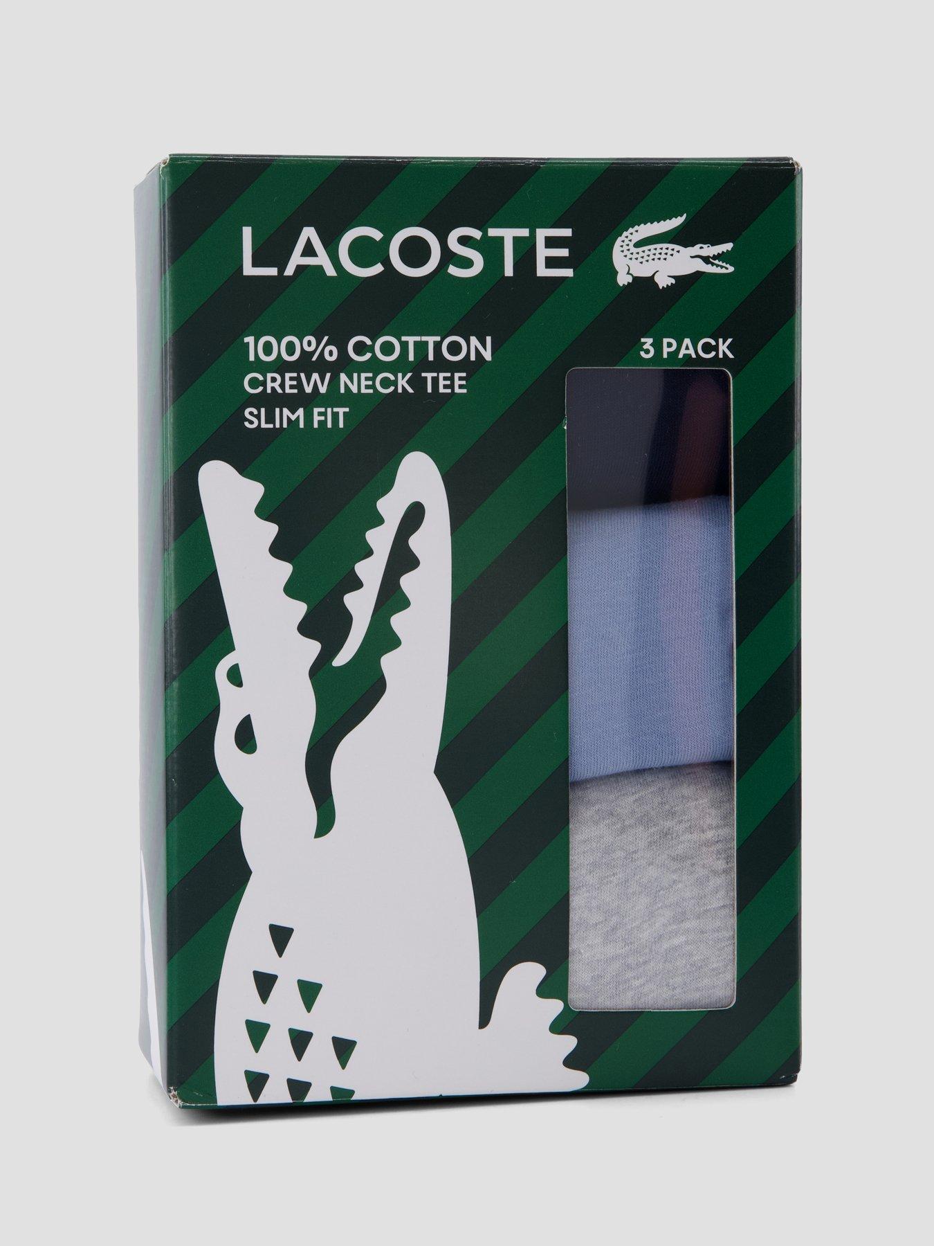 Image 6 of 6 of Lacoste 3 Pack Slim Fit Cotton T-Shirt - Multi