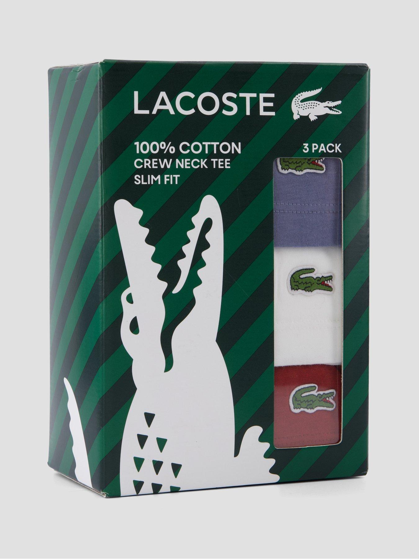 Image 6 of 6 of Lacoste Mens 3 Pack Slim Fit Cotton T-Shirts - Multi