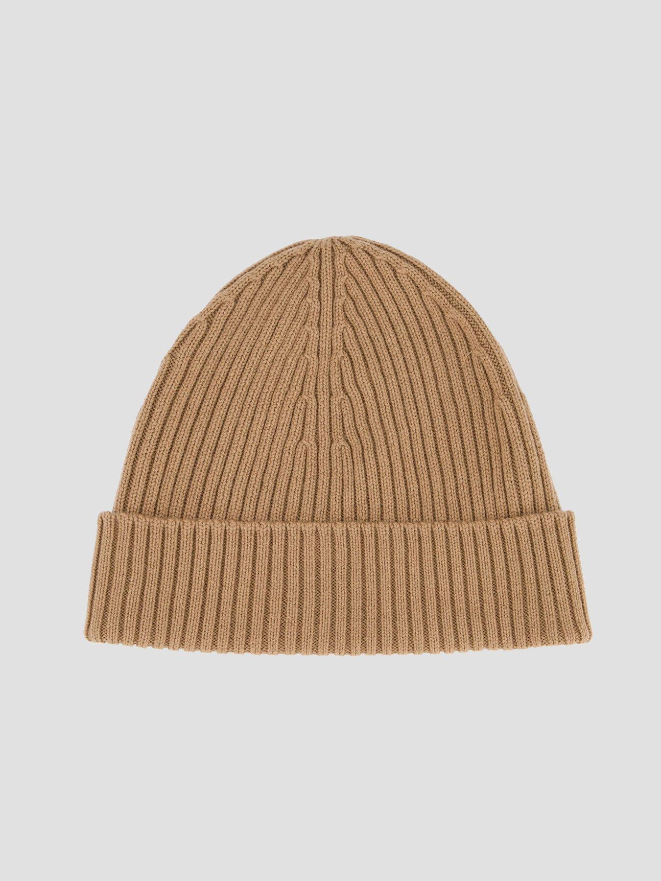 Image 2 of 4 of Lacoste Ribbed Knitted Beanie- Brown