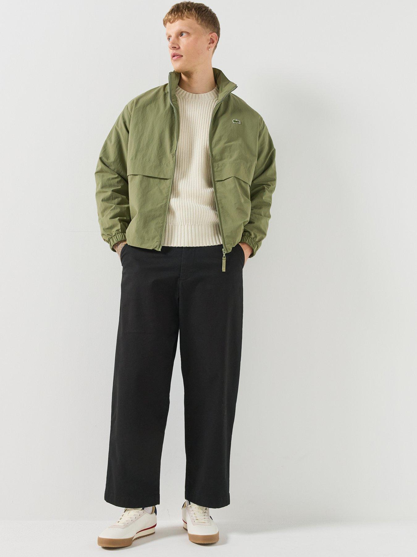 Image 3 of 6 of Lacoste Mens Water-Repellent Lightweight High Neck Windbreaker Jacket - Khaki
