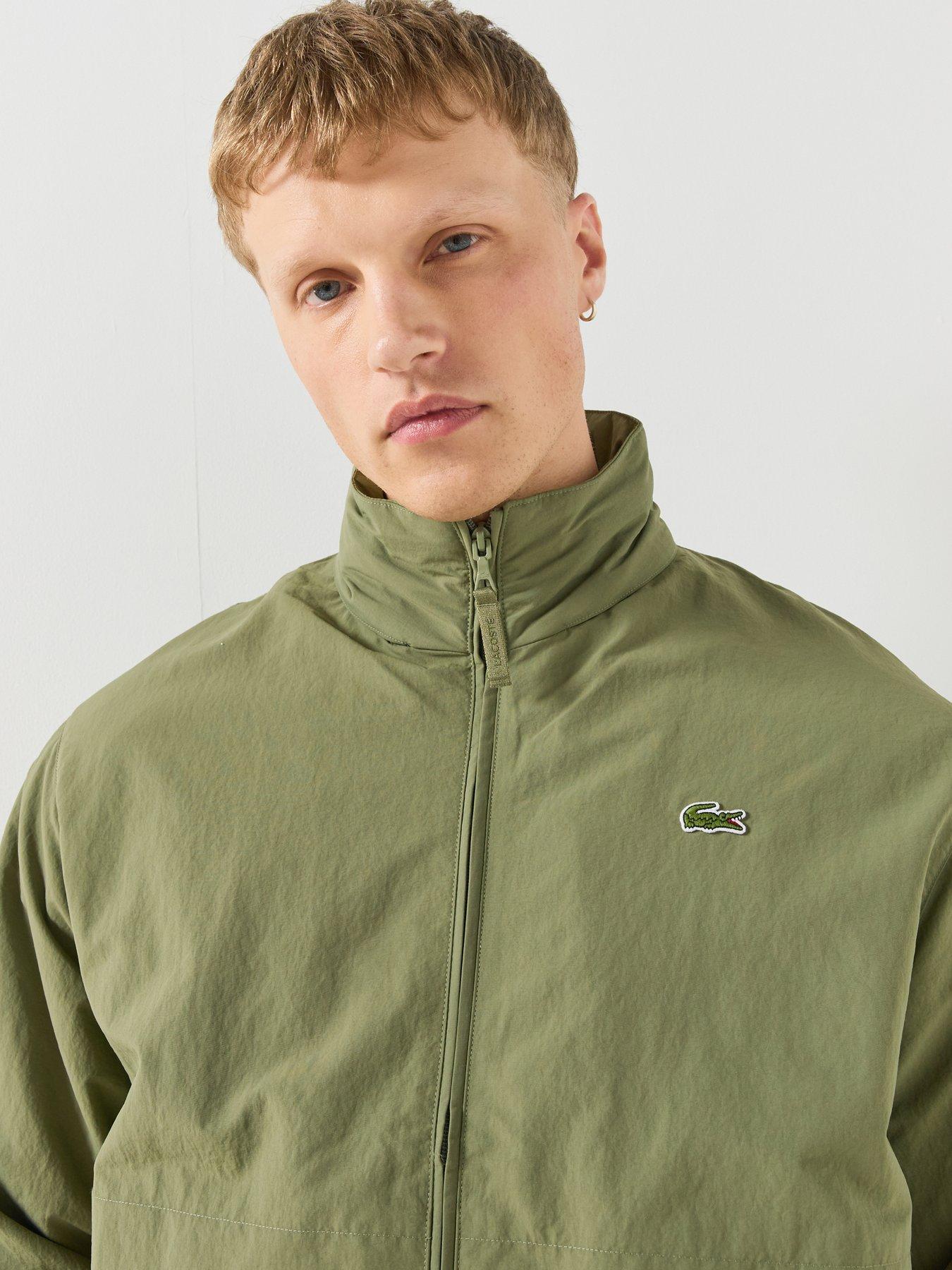 Image 5 of 6 of Lacoste Mens Water-Repellent Lightweight High Neck Windbreaker Jacket - Khaki