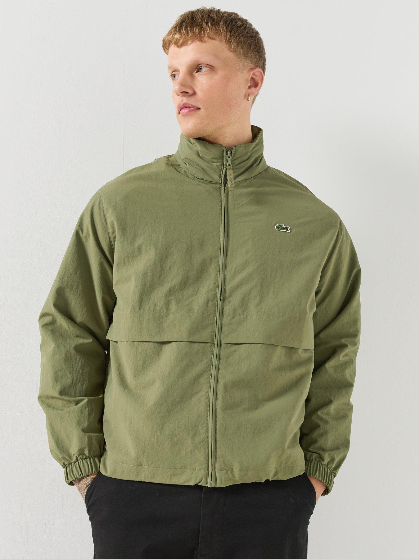 Image 6 of 6 of Lacoste Mens Water-Repellent Lightweight High Neck Windbreaker Jacket - Khaki