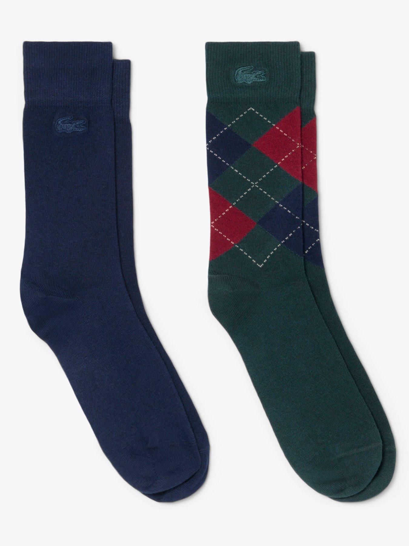 Lacoste 2 Pack Argyle Crew Socks - Blue