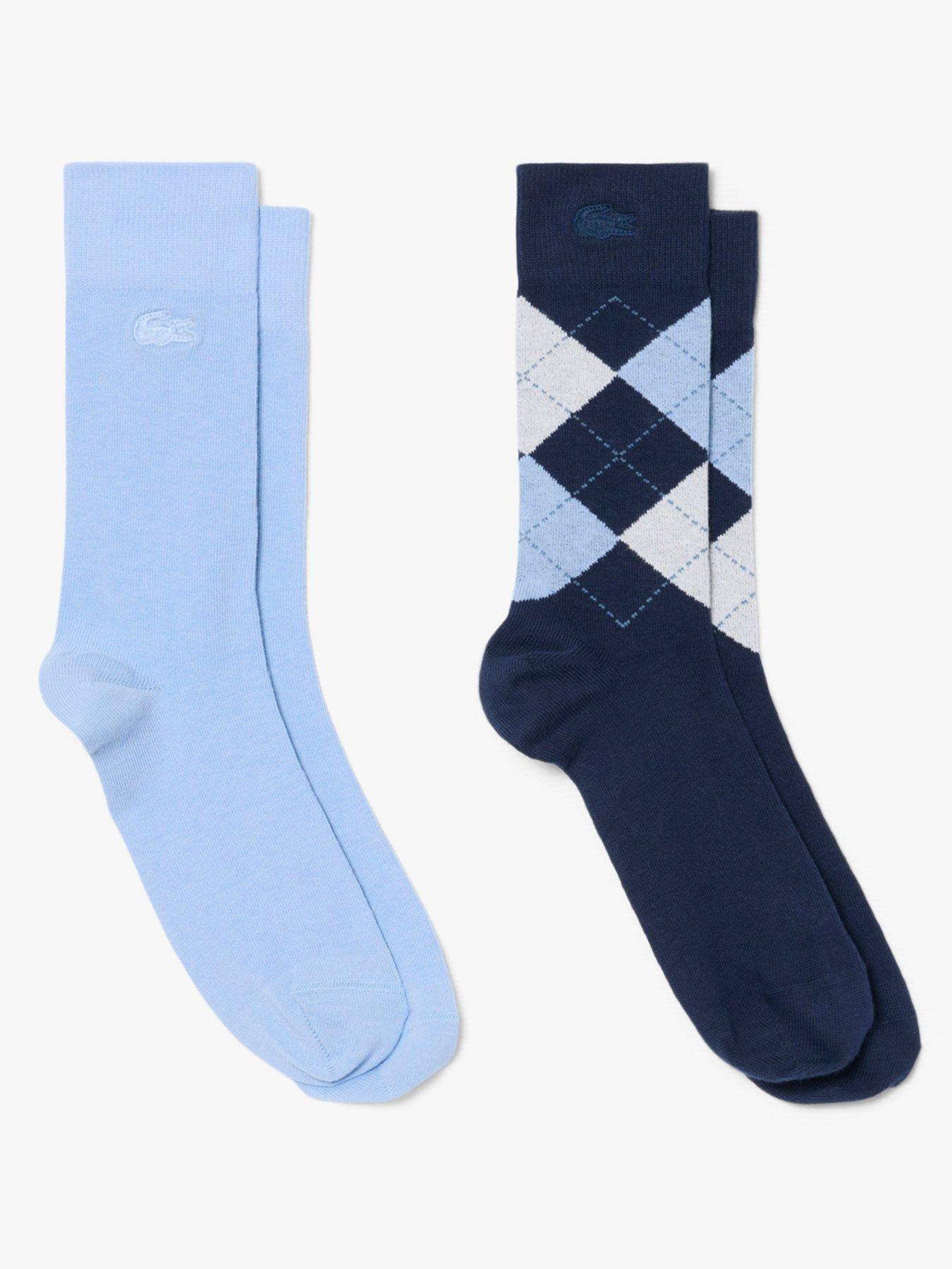Image 1 of 3 of Lacoste 2 Pack Argyle Crew Socks - Blue