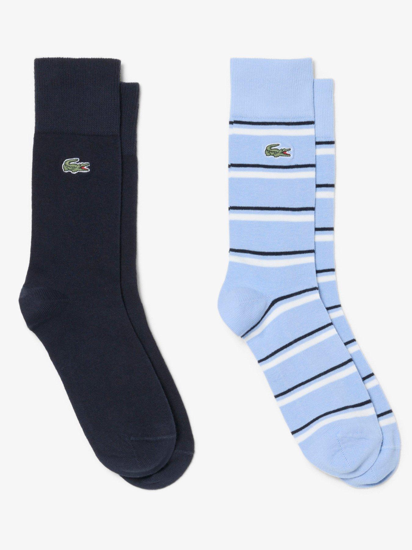 Lacoste 2 Pack Striped Socks - Blue
