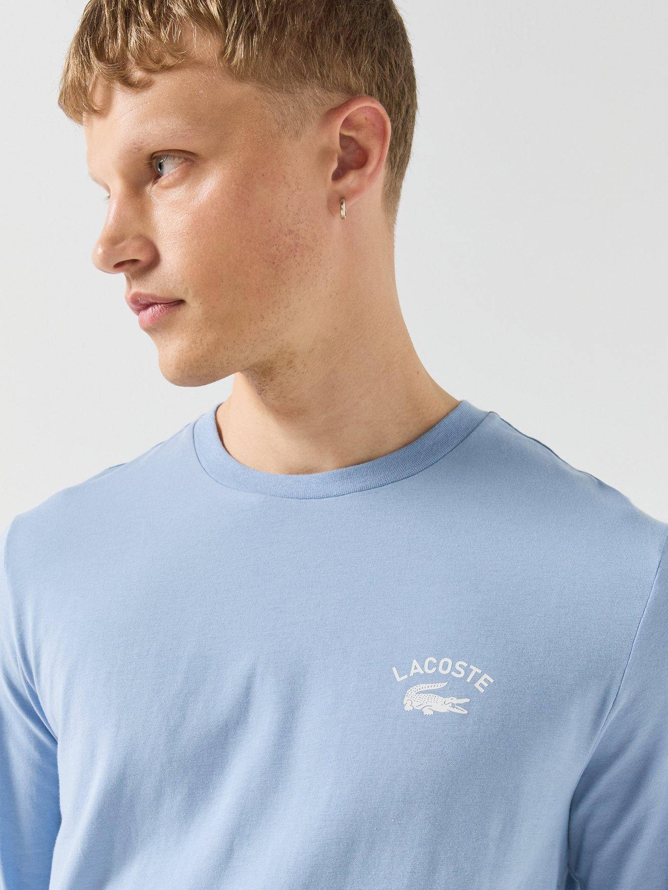 Image 5 of 6 of Lacoste Mens Long Sleeve Checked Pyjama Set - Blue