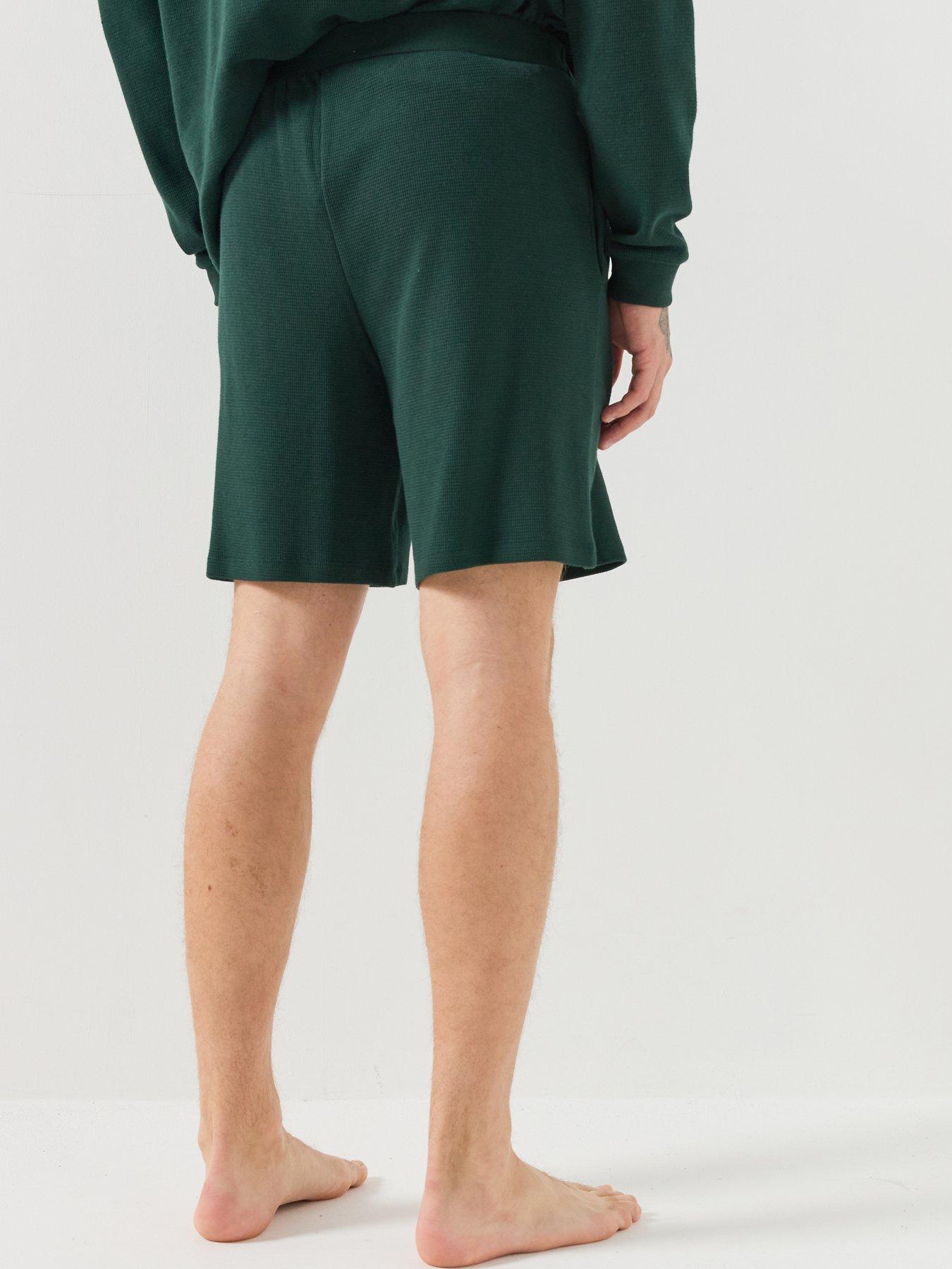 Image 2 of 6 of Lacoste Mens Elasticated Waist Waffle Loungewear Shorts - Dark Green