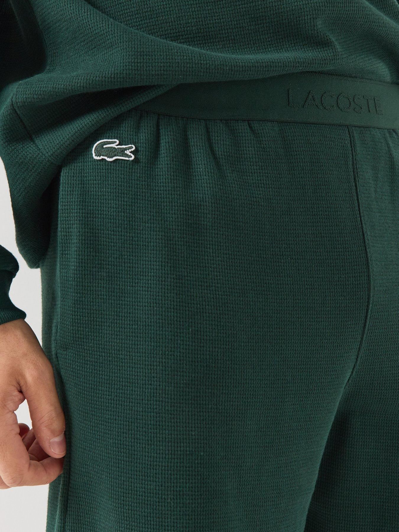Image 4 of 6 of Lacoste Mens Elasticated Waist Waffle Loungewear Shorts - Dark Green