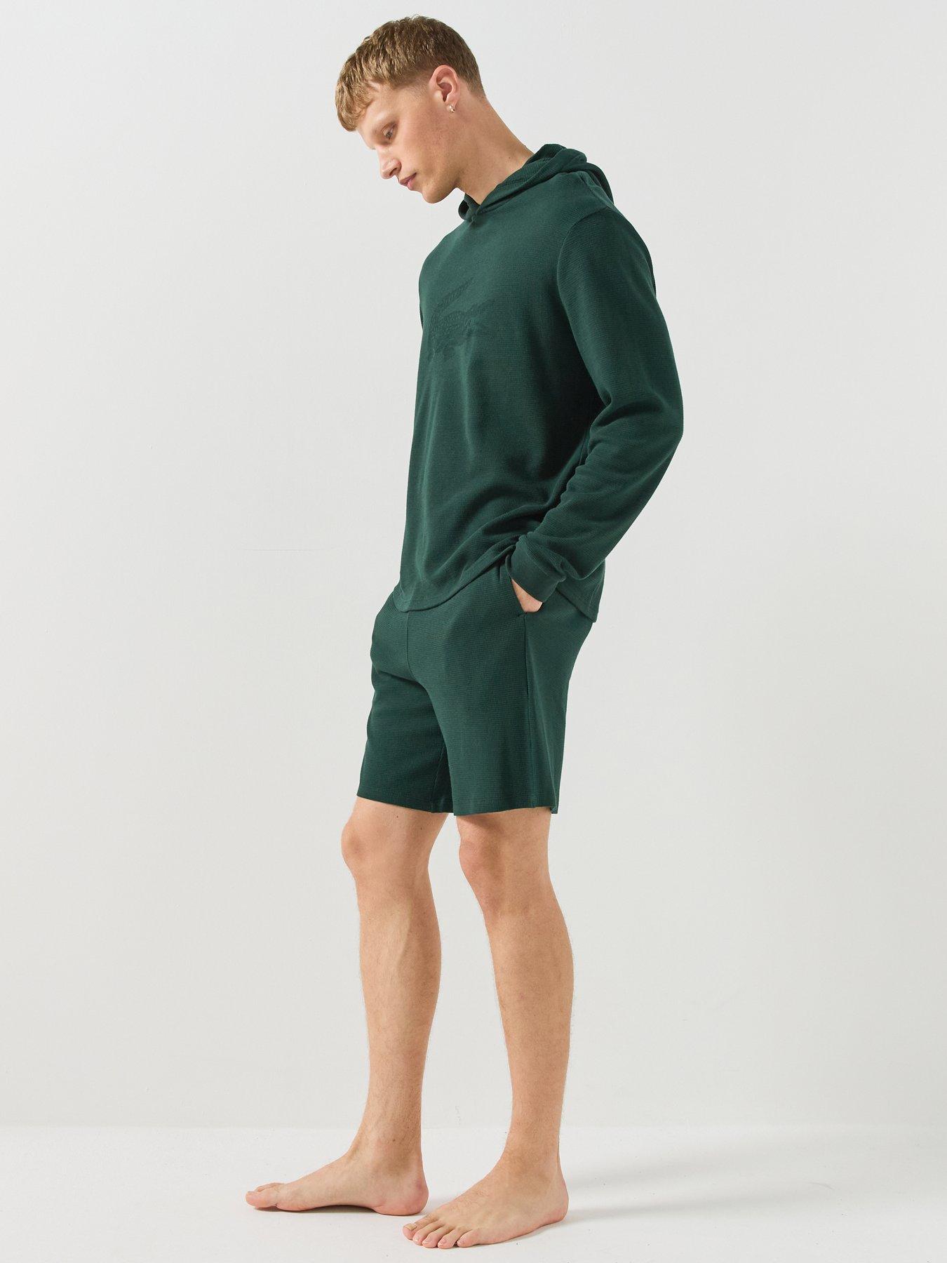 Image 5 of 6 of Lacoste Mens Elasticated Waist Waffle Loungewear Shorts - Dark Green