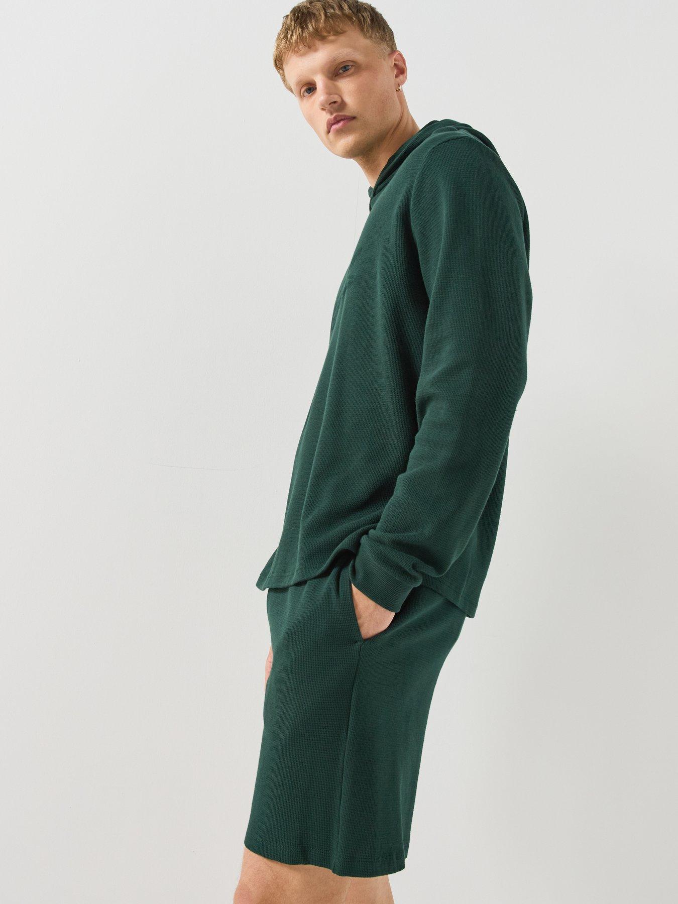 Image 6 of 6 of Lacoste Mens Elasticated Waist Waffle Loungewear Shorts - Dark Green