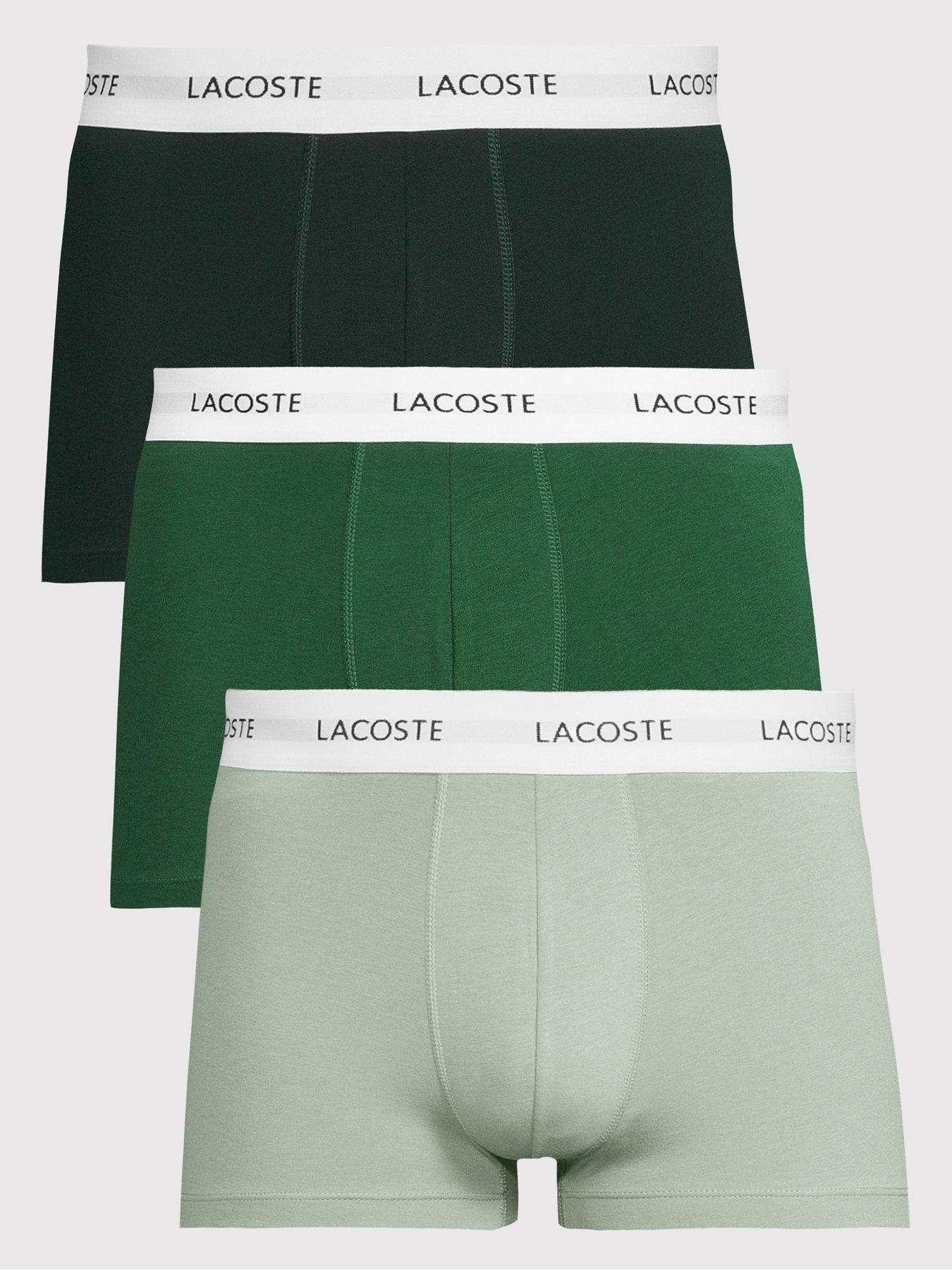 Lacoste 3 Pack Cotton Stretch Trunks - Green