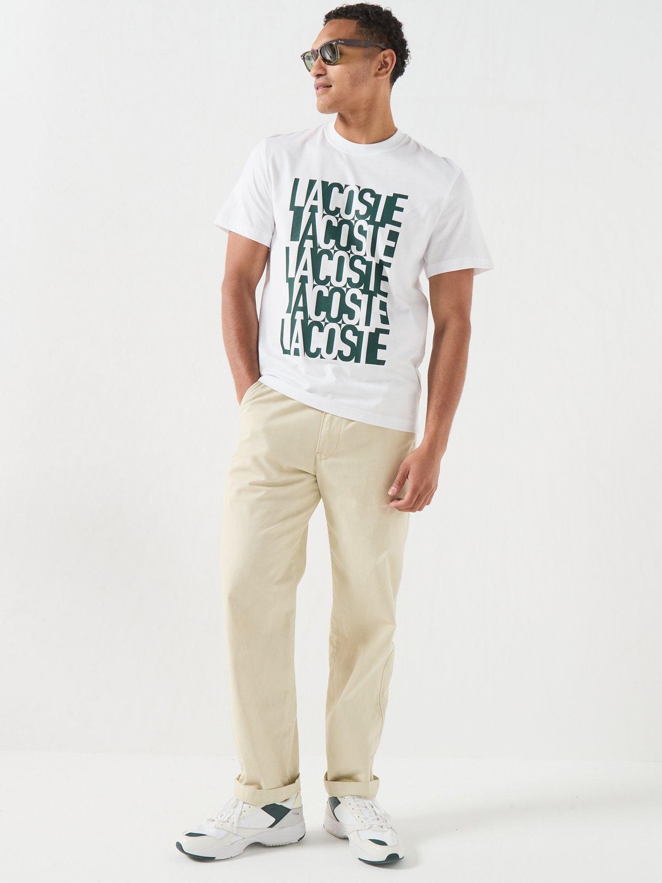 Image 3 of 6 of Lacoste Mid Weight Short Sleeved Graphic T-Shirt - White