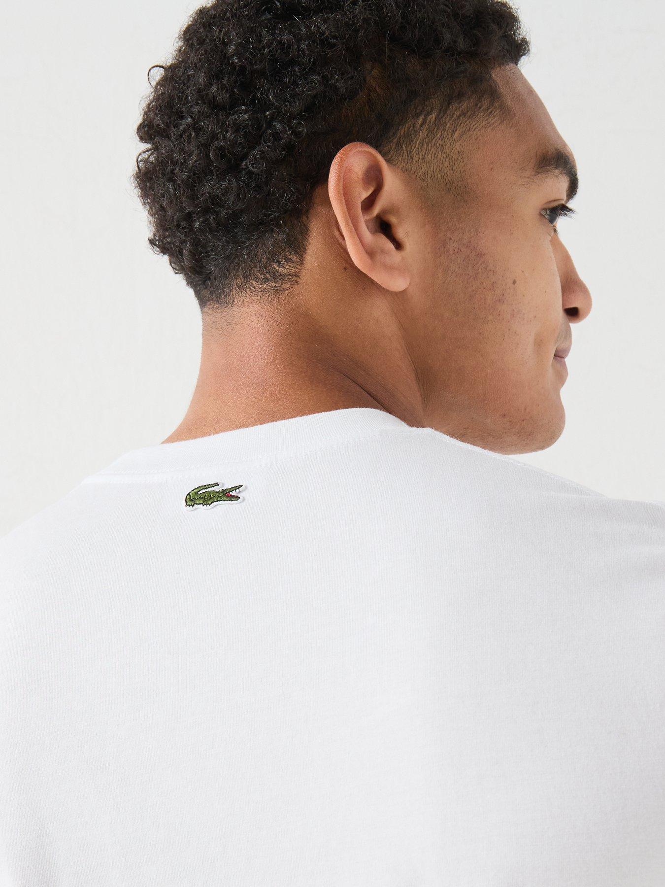 Image 4 of 6 of Lacoste Mid Weight Short Sleeved Graphic T-Shirt - White