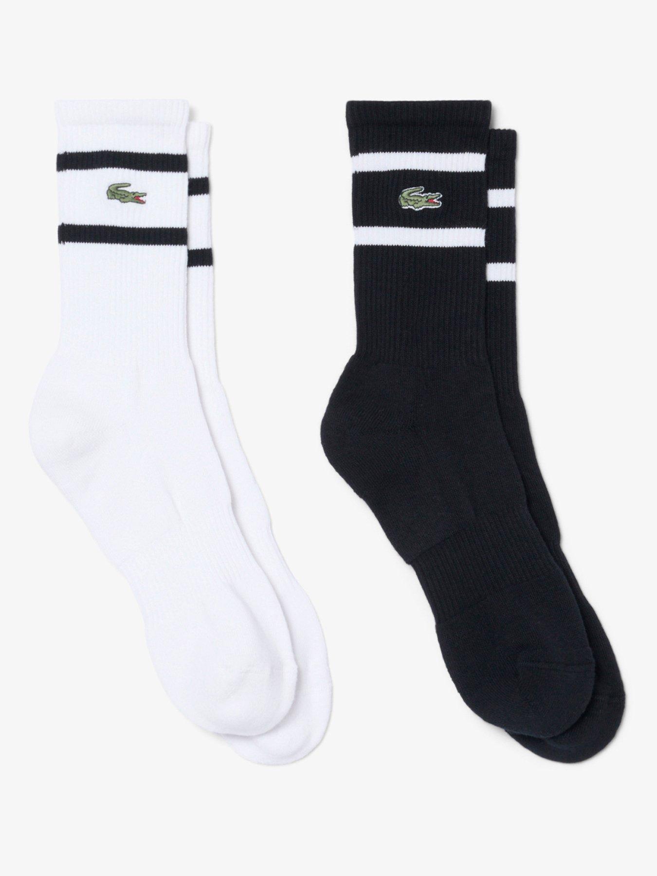 Lacoste 2 Pack Ribbed Crew Socks - White